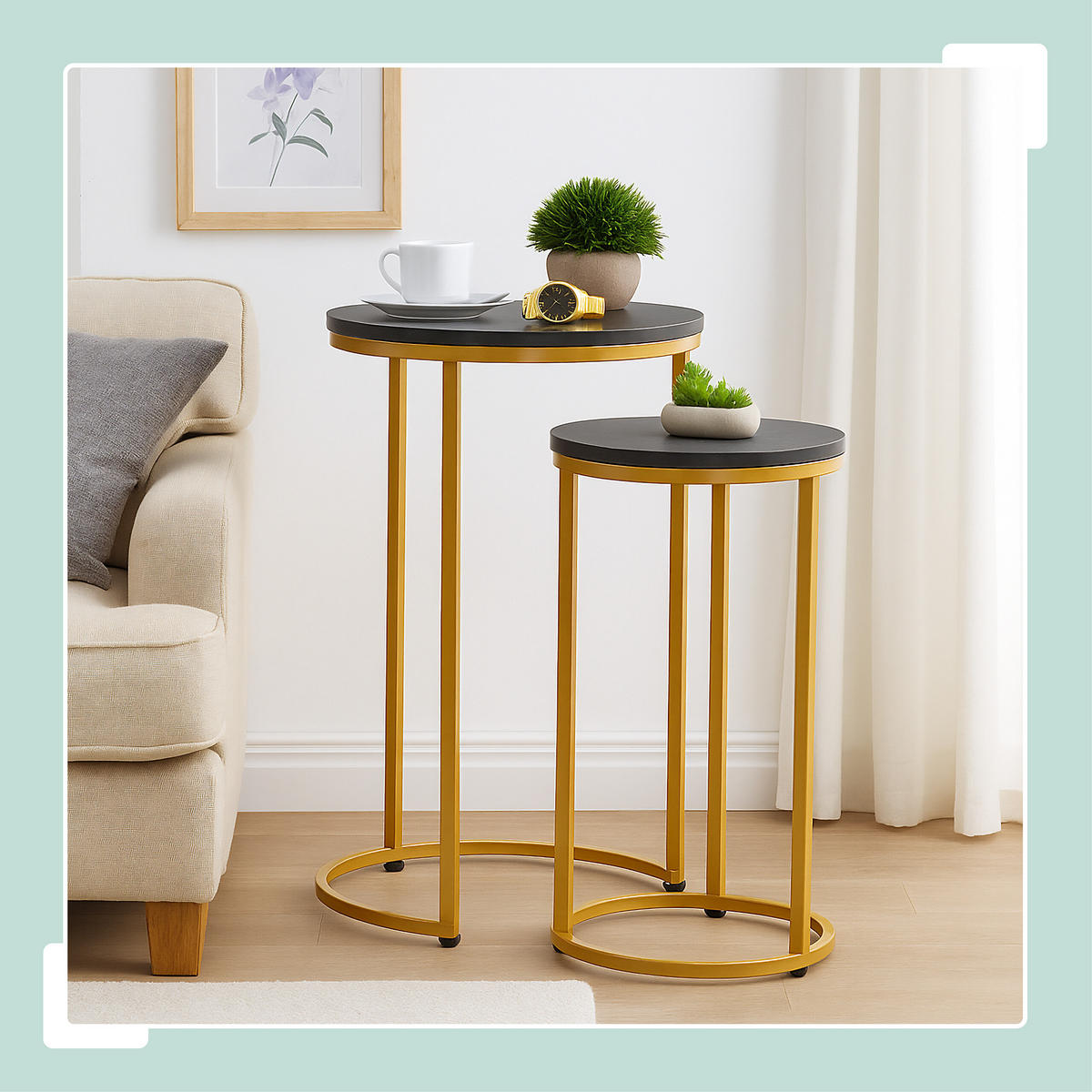 SATZTISCH-SET 2-tlg. - Multicolor, Holzwerkstoff/Kunststoff (40/40/61.5cm) - Relaxdays