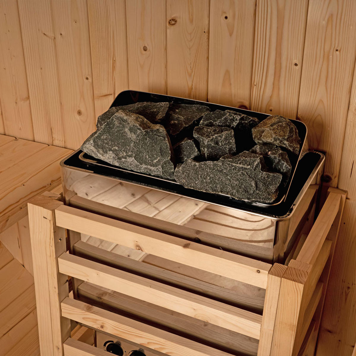 FASSSAUNA LAHTI DELUXE - Größe: L - Braun, Holz (189/191.5/220cm) - Home Deluxe