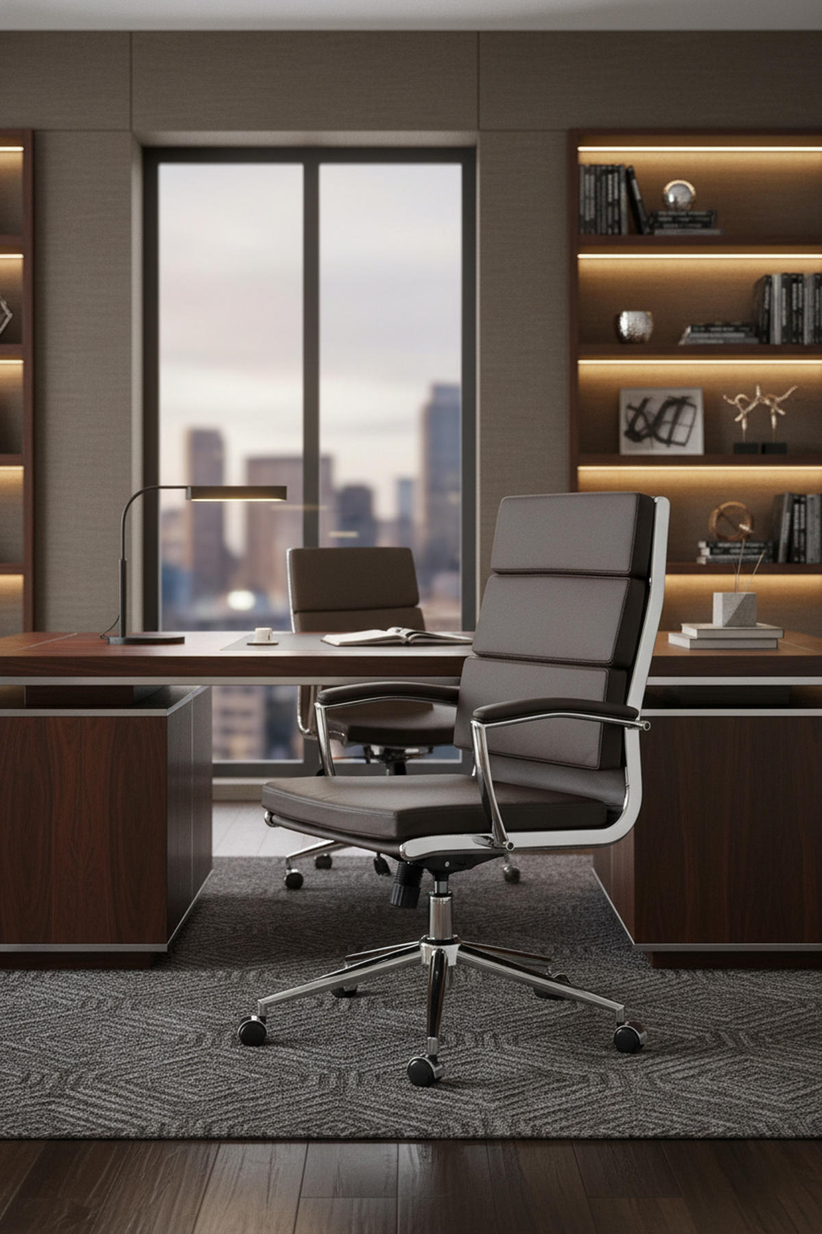BÜROSTUHL Cyron Kunstleder braun - Chromfarben/Braun, Metall (61/115/65cm) - TPFLiving