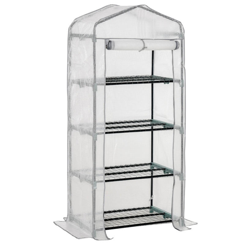 GEWÄCHSHAUS Mini 70x50x160 cm 4 Regale weiß - Weiß, Kunststoff (70/160/50cm) - Fortuna Lai
