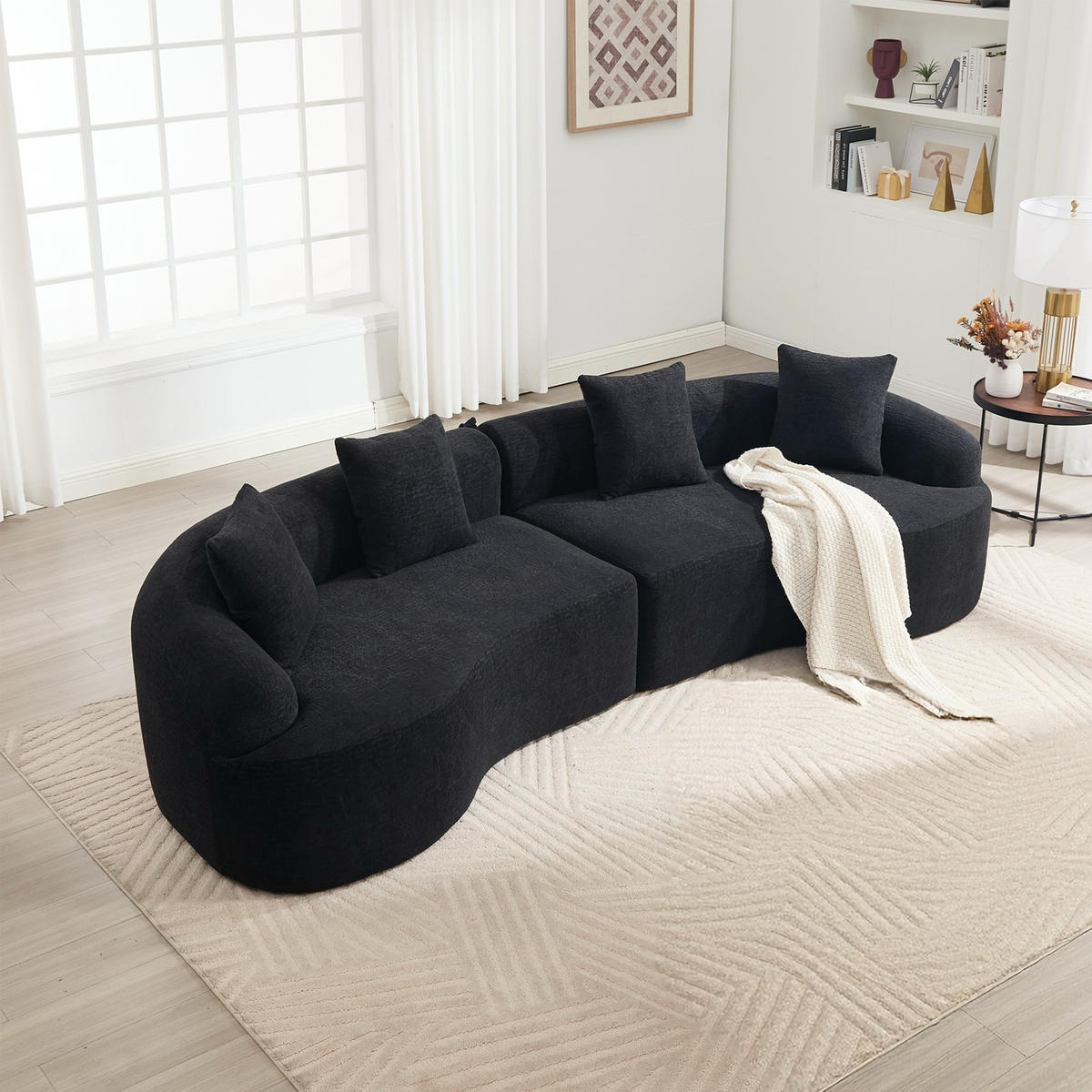 ECKSOFA 275/115/63 cm Schwarz Chenille - Schwarz, Textil (275/115cm) - Oxeza