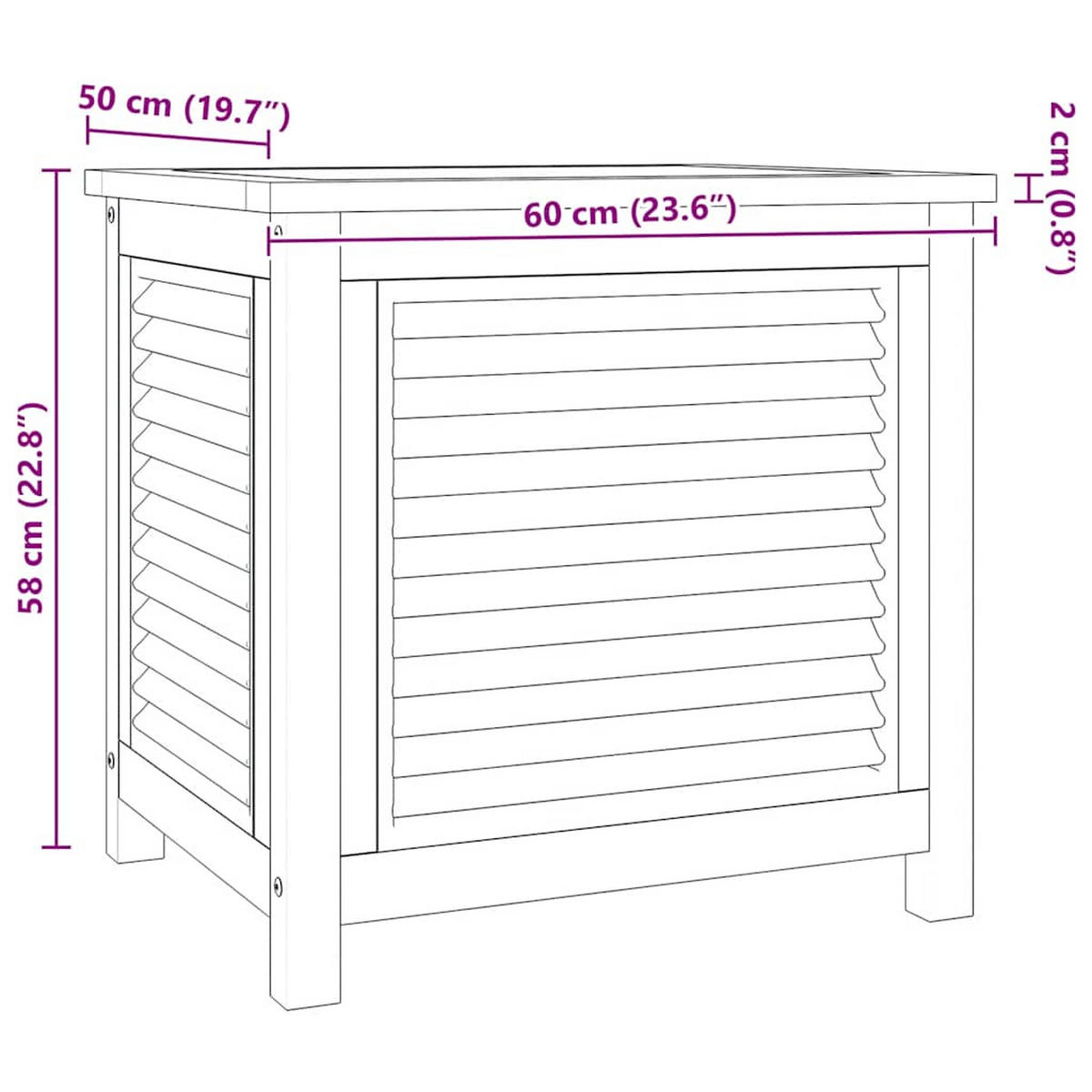 GARTENBOX Mit Beutel 60/50/58 Cm Massivholz Teak - Braun, Holz (60/58/50cm) - vidaXL