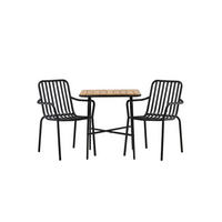GARTENSET, Holmbeck, Tisch Natur, Stühle Schwarz, Holz, 88 x 70 x 74 cm, 3-teilig - Naturfarben, Holz - ebuy24