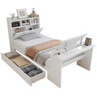 JUGENDBETT 90x200 cm in Weiß mit Schublade und klappbarem Tisch - Weiß, Holz (90/200cm) - IVMEU
