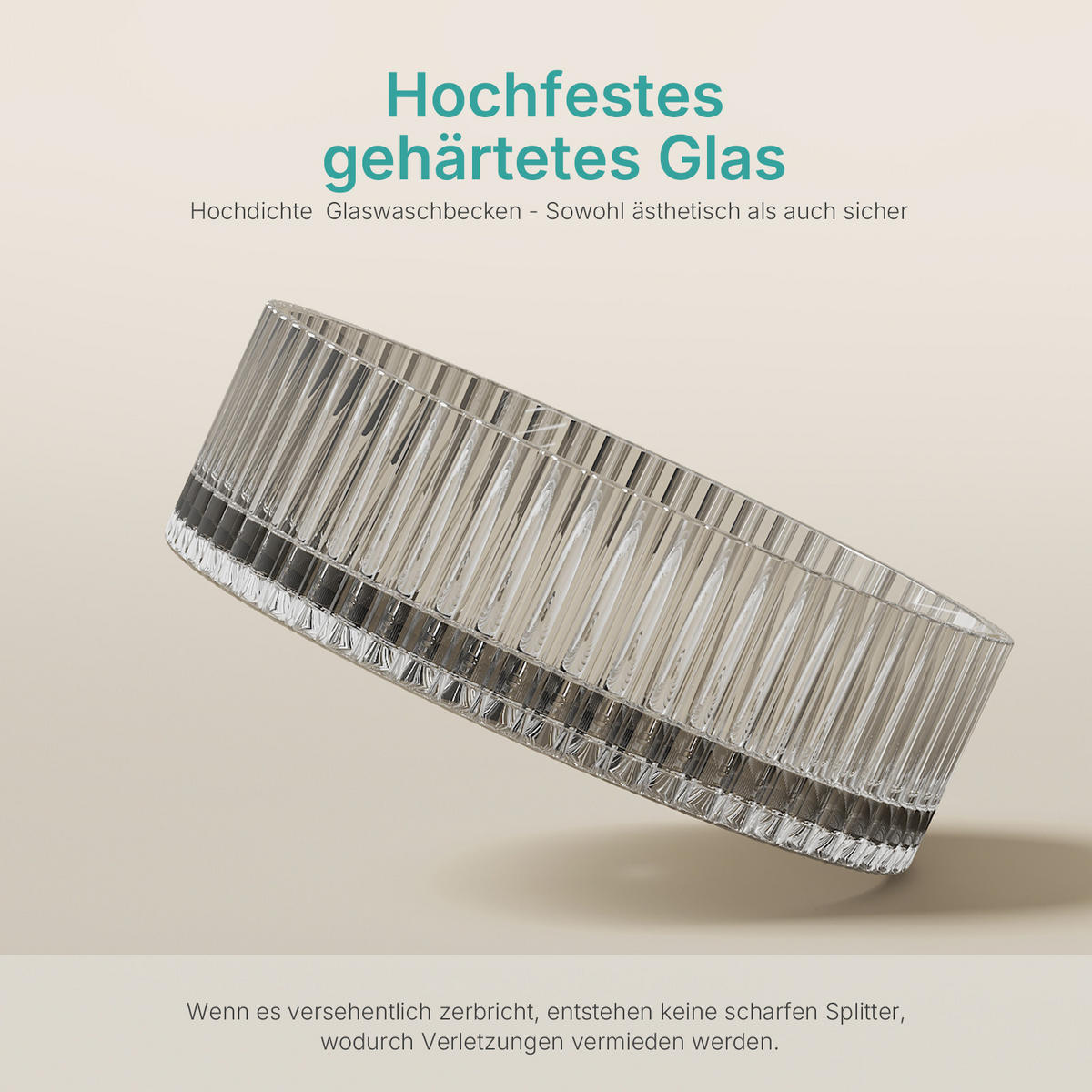 WASCHBECKEN Klarglasspüle Grau Ø40 / 12 cm - Transparent, Glas (40/12/40cm) - EMKE