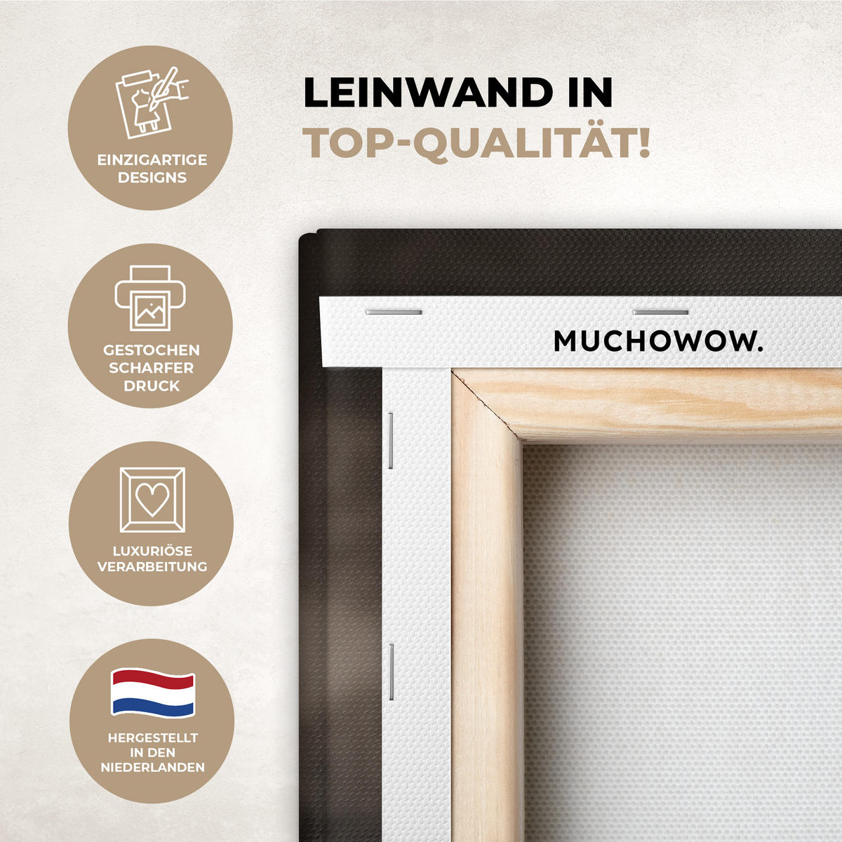 LEINWANDBILD Rotwild - Schwarz - Gold 30x20 cm - Braun, Textil (30/20cm) - MuchoWow