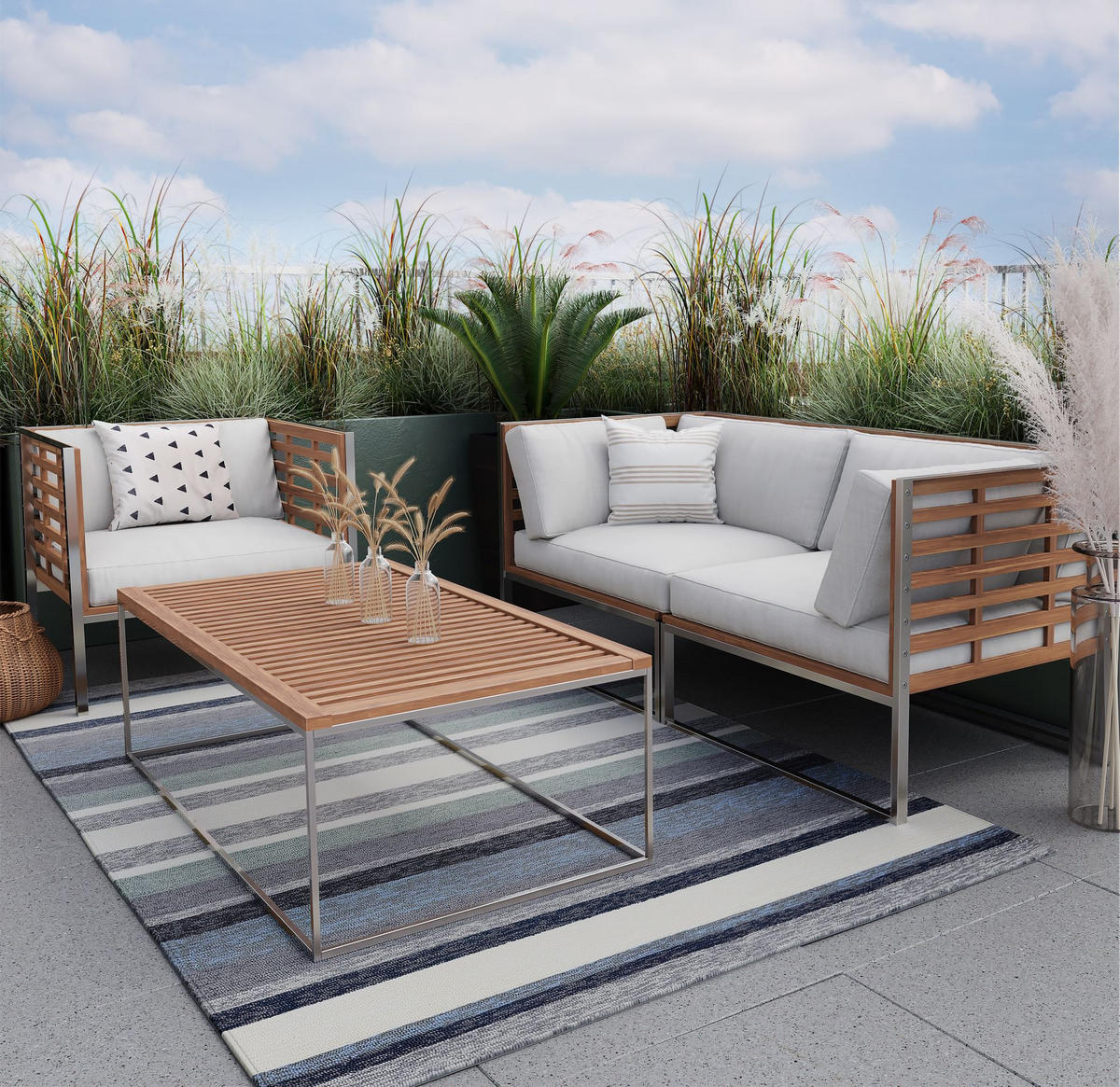 OUTDOORTEPPICH Rosetta 190x290 cm - Blau, Textil (190/290cm) - Gino Falcone