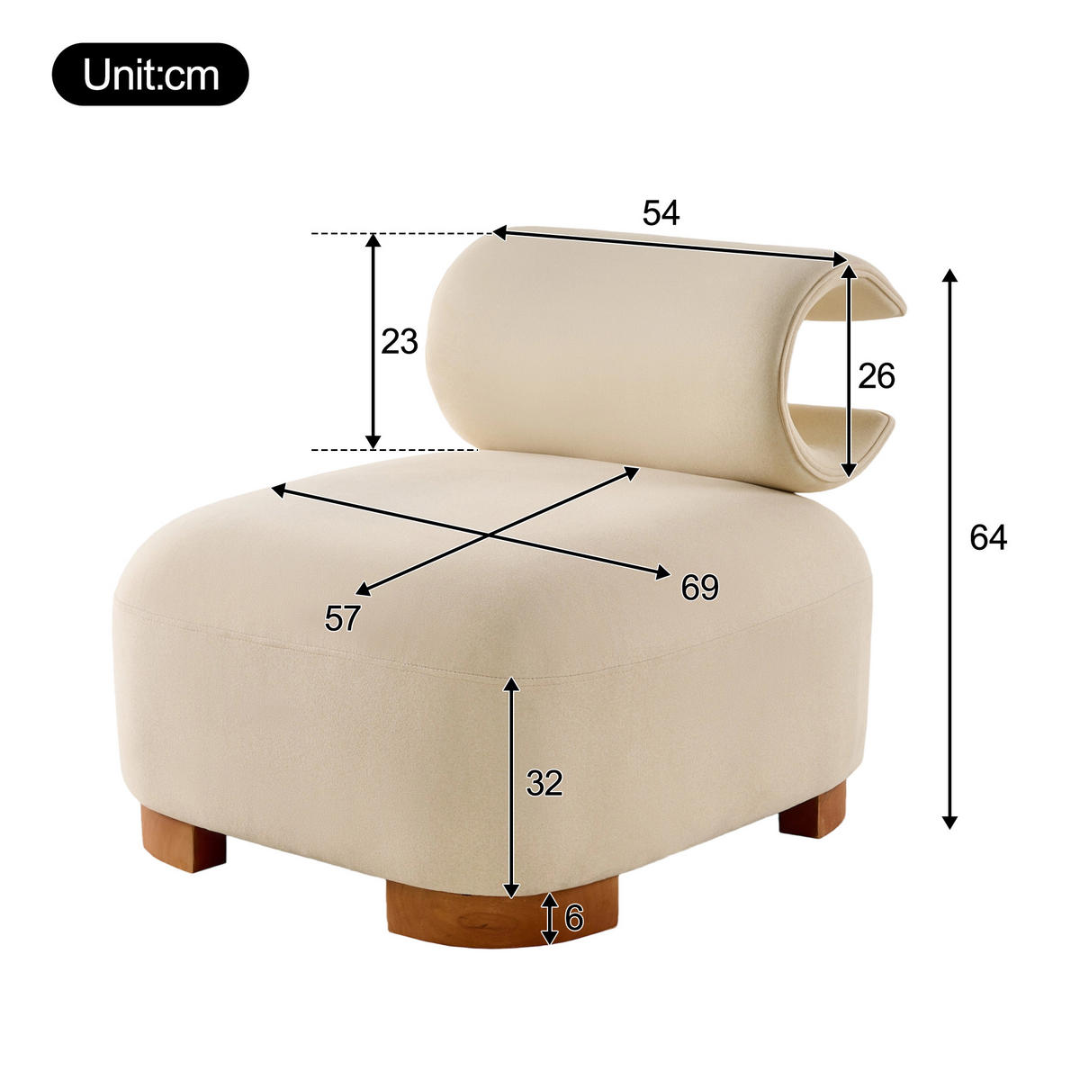HOCKER Stoff und Holz mit Katzenhöhle in Rückenlehne 79/69/64 cm Beige - Beige, Holz/Textil (69/64/79cm) - Redom