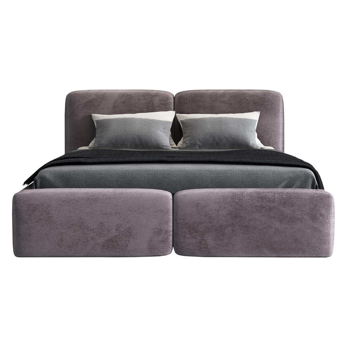 POLSTERBETT OLKE 160x200 Grau - Grau, Textil (160/200cm) - A&J MöbelLand