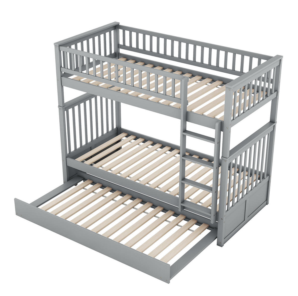 ETAGENBETT mit Ausziehbett 90x200 cm Kiefernholz Grau - Grau, Holzwerkstoff (90/200cm) - Beauniv