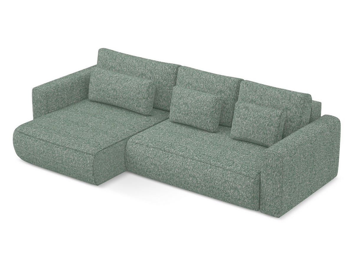 ECKSOFA mit Schlaffunktion Strukturstoff Stoff Grün - Schwarz/Hellgrün, Kunststoff/Textil (149/278cm) - Makamii