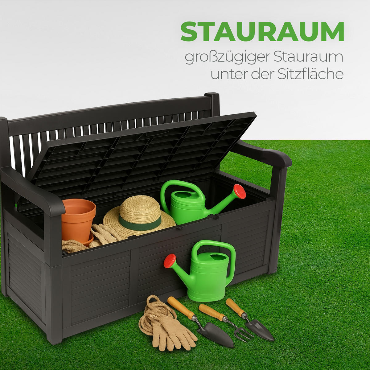 TRUHENBANK 130x60x85 cm ( Schwarz ) UV- und wetterbeständige Sitztruhe mit integrierter Kissenbox für Garten und Balkon - Schwarz, Kunststoff (60/85/130cm) - Bestlivings