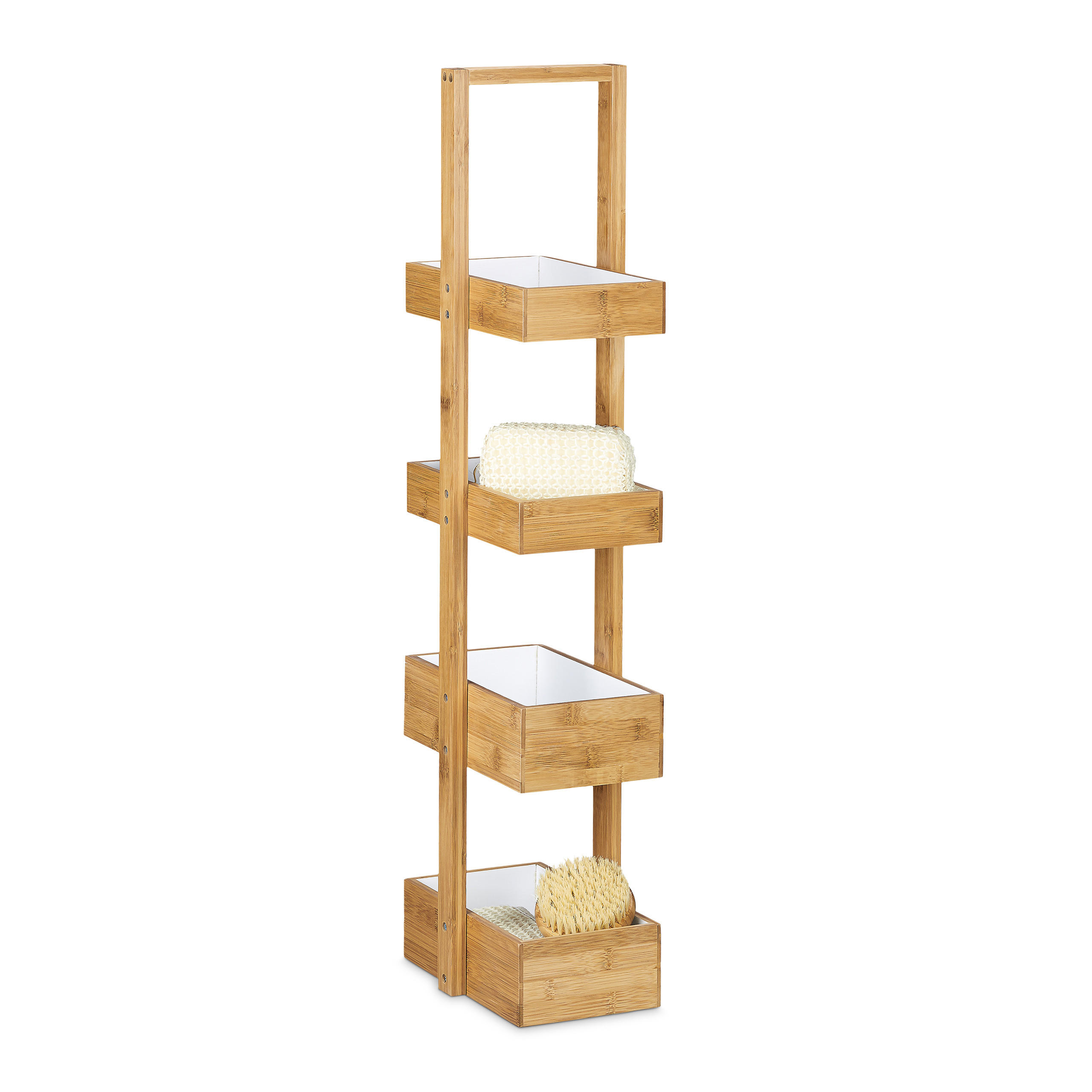 Relaxdays KOUPELNOVÝ REGÁL Přírodní bambus 4 police 88,5 cm
