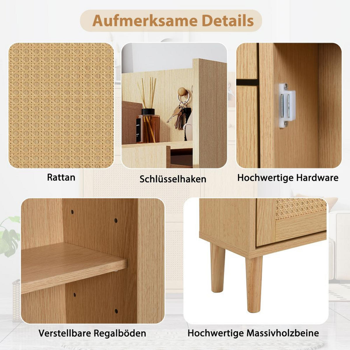 SCHUHSCHRANK mit 3 Kipp-Türen und 1 Schublade, Natur - Kieferfarben, Holz (17/125/90cm) - KOMHTOM