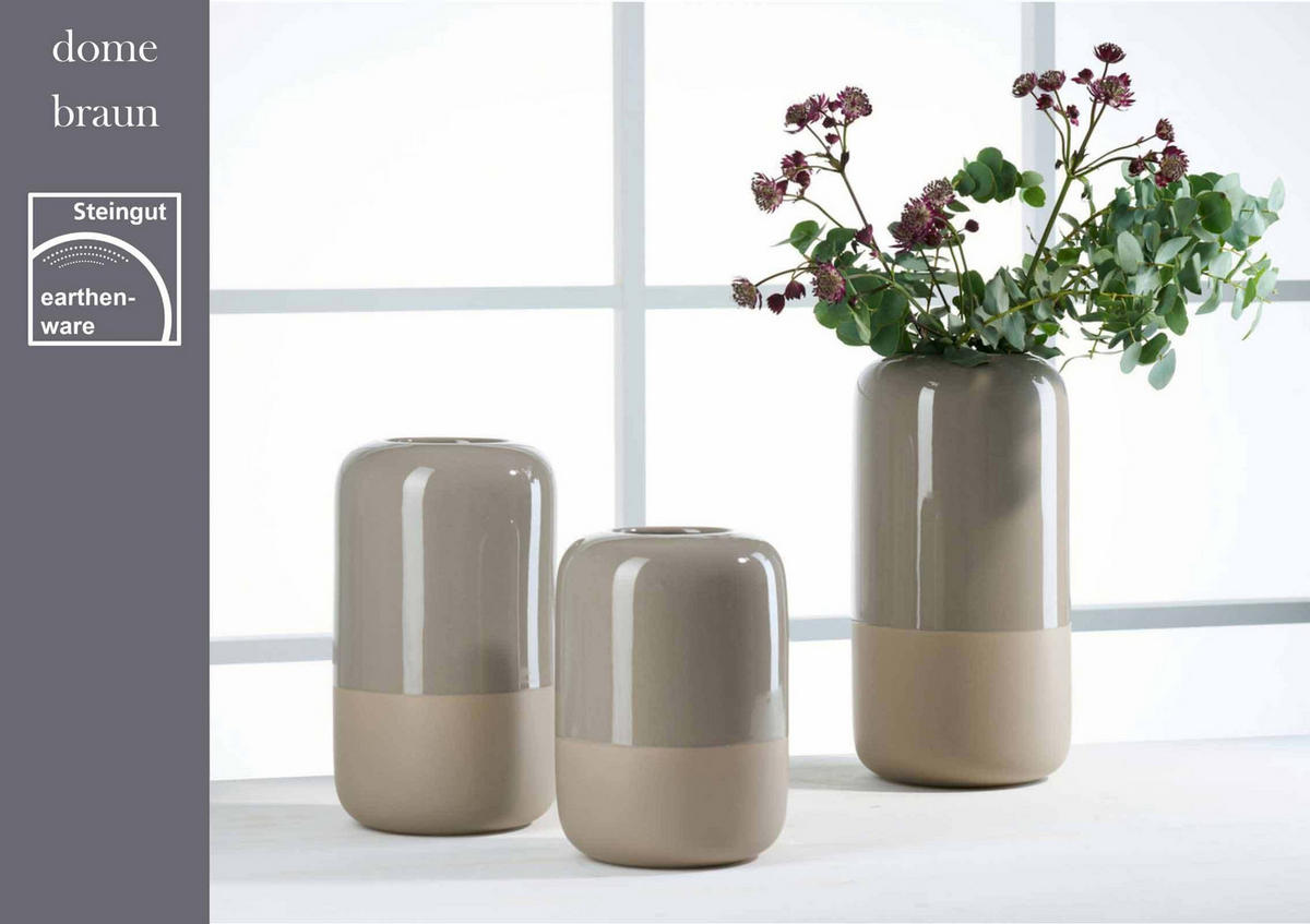 VASEN Dome Braun 20/25/30 cm 3er Set - Braun, Keramik (1cm) - Ritzenhoff Breker