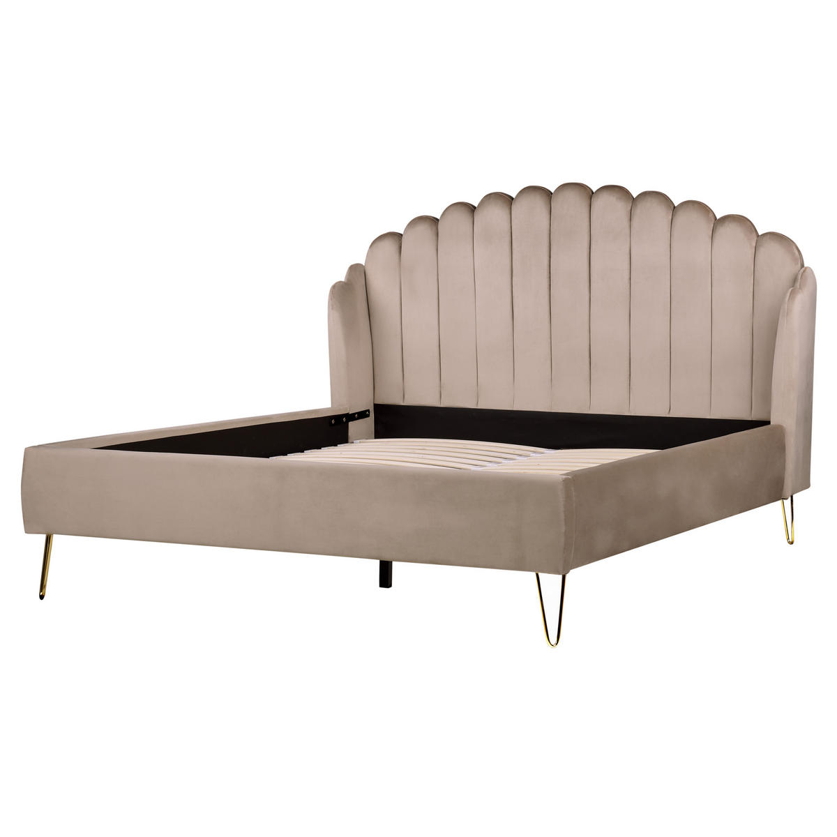 POLSTERBETT mit Lattenrost 160/200 cm Beige Ambillou - Taupe, Textil (160/200cm) - Beliani