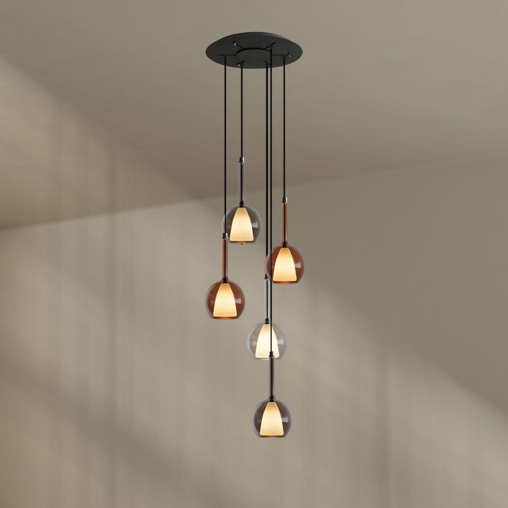 GALERIELEUCHTE Belluna 5-flammig Mehrfarbig Ø 14cm - Multicolor, Glas (14/14/35cm) - s.luce