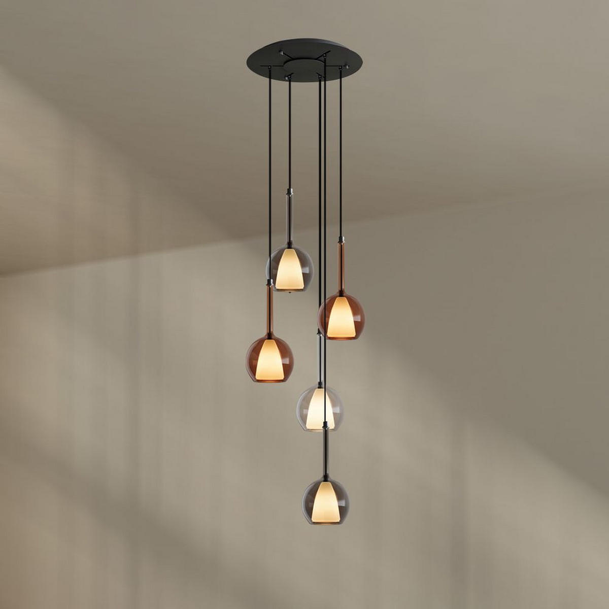 GALERIELEUCHTE Belluna 5-flammig Mehrfarbig Ø 14cm - Multicolor, Glas (14/14/35cm) - s.luce