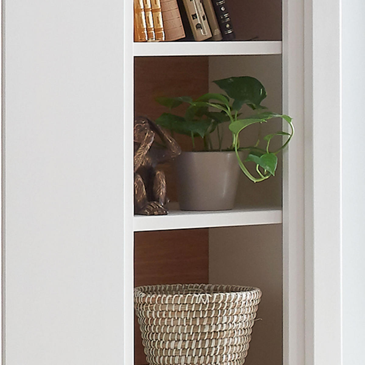 WOHNWAND weiß Olbia Wildeiche 327/45/189 cm - Weiß/Braun, Holz (327/189/45cm) - Casamia Massive Möbel