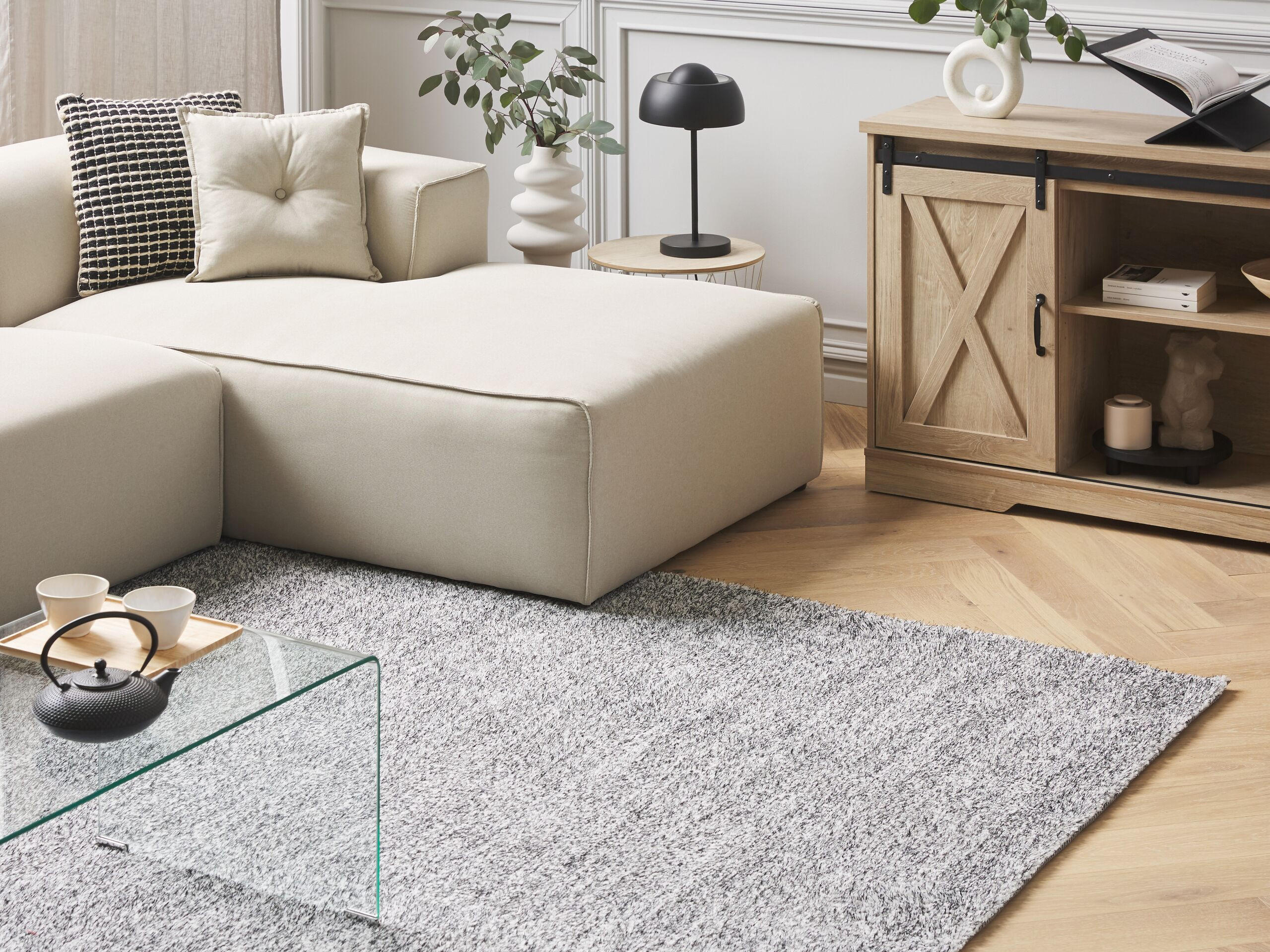 SHAGGY-TEPPICH Demre 230/160 cm - Grau, Kunststoff (160/230cm) - Beliani