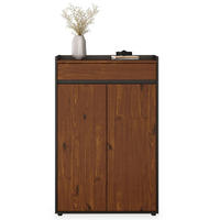 SCHUHSCHRANK TILO schwarz/Kastanie - Kastanienfarben/Schwarz, Holz (74/114/35cm) - IDIMEX