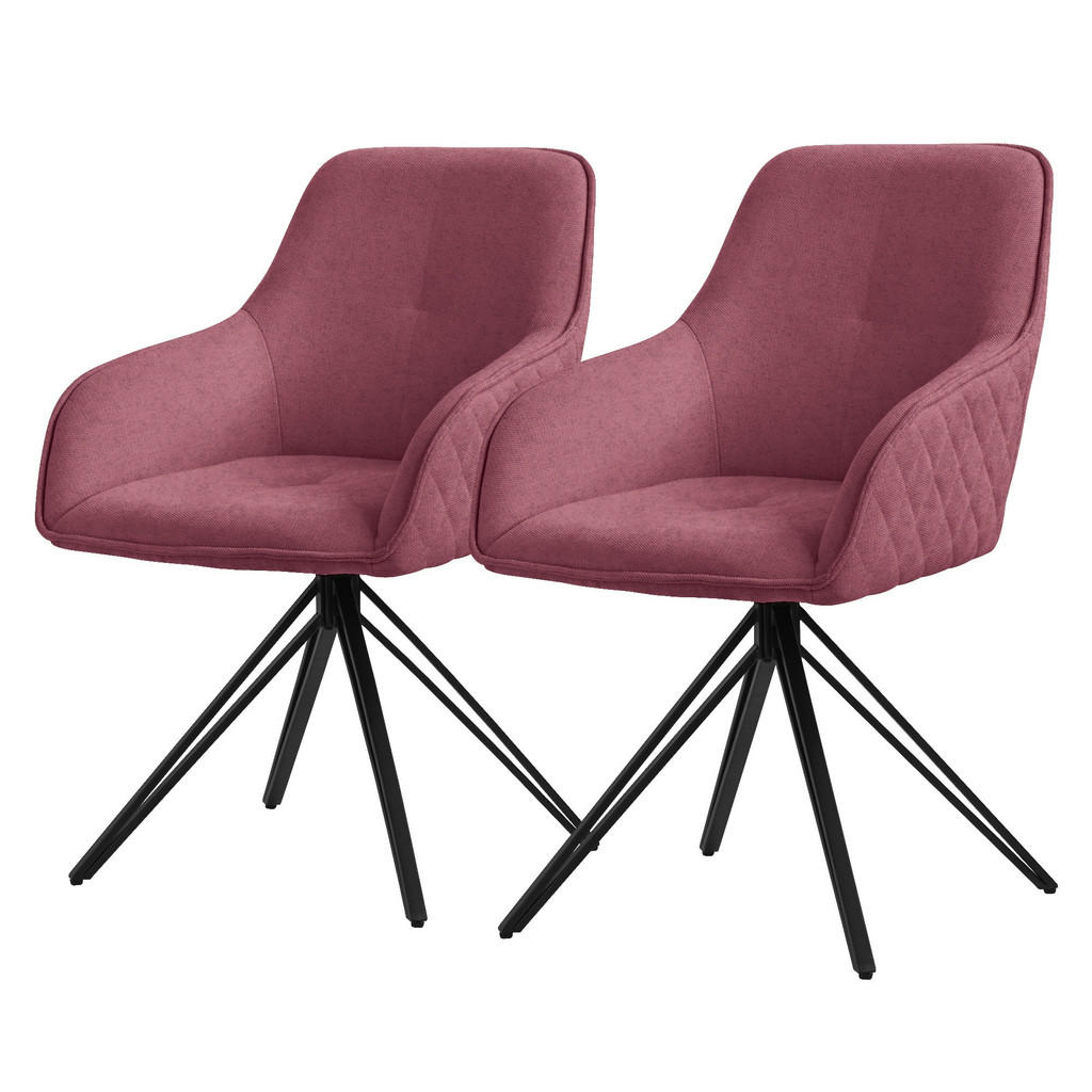 ML-DESIGN JÍDELNÍ ŽIDLE, sada 2 ks, otočná, starorůžová tkanina