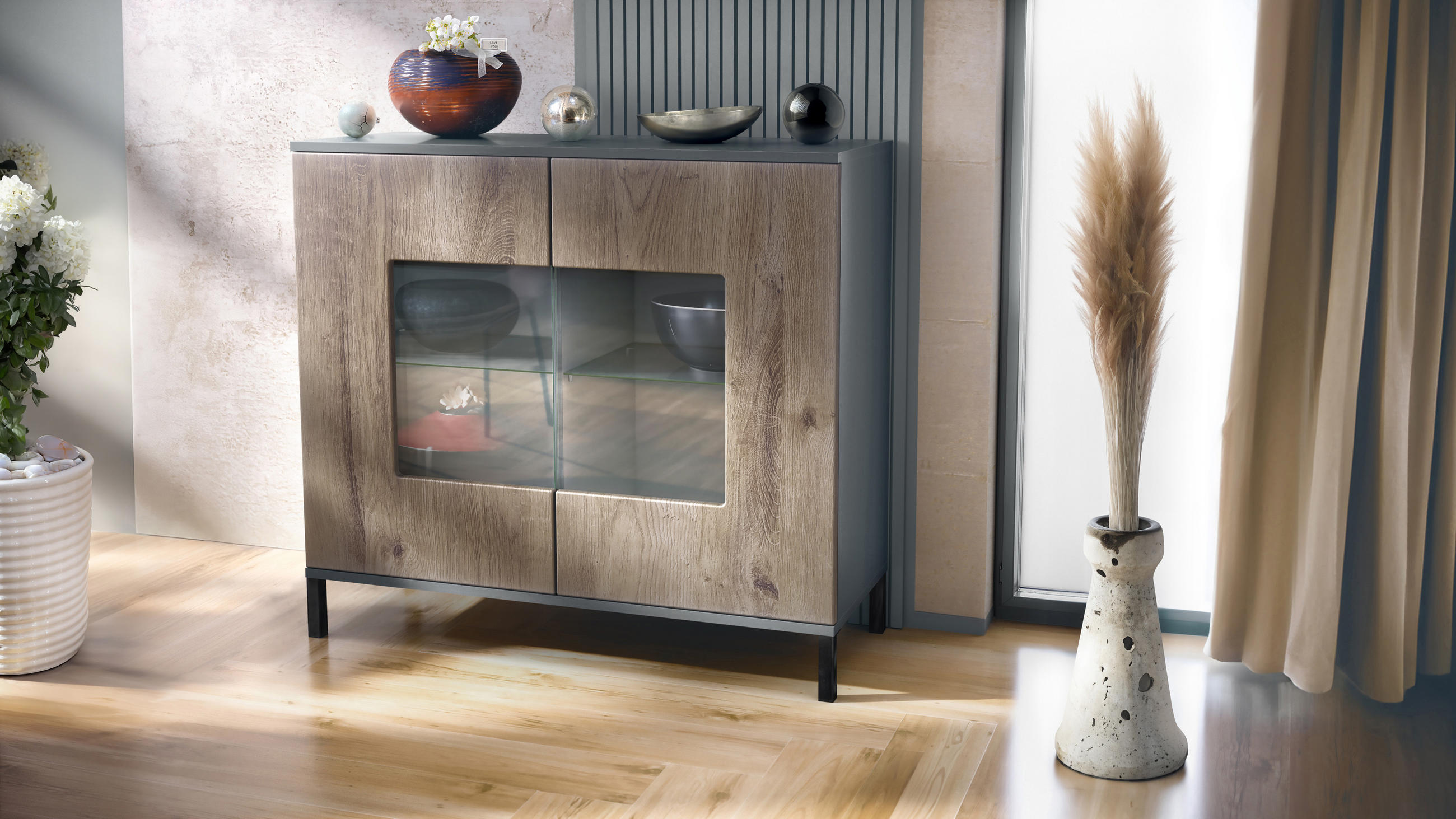 KOMMODE Grömitz Eiche Ribbeck - Alteiche, Holzwerkstoff (92.5/83.5/35cm) - Vladon