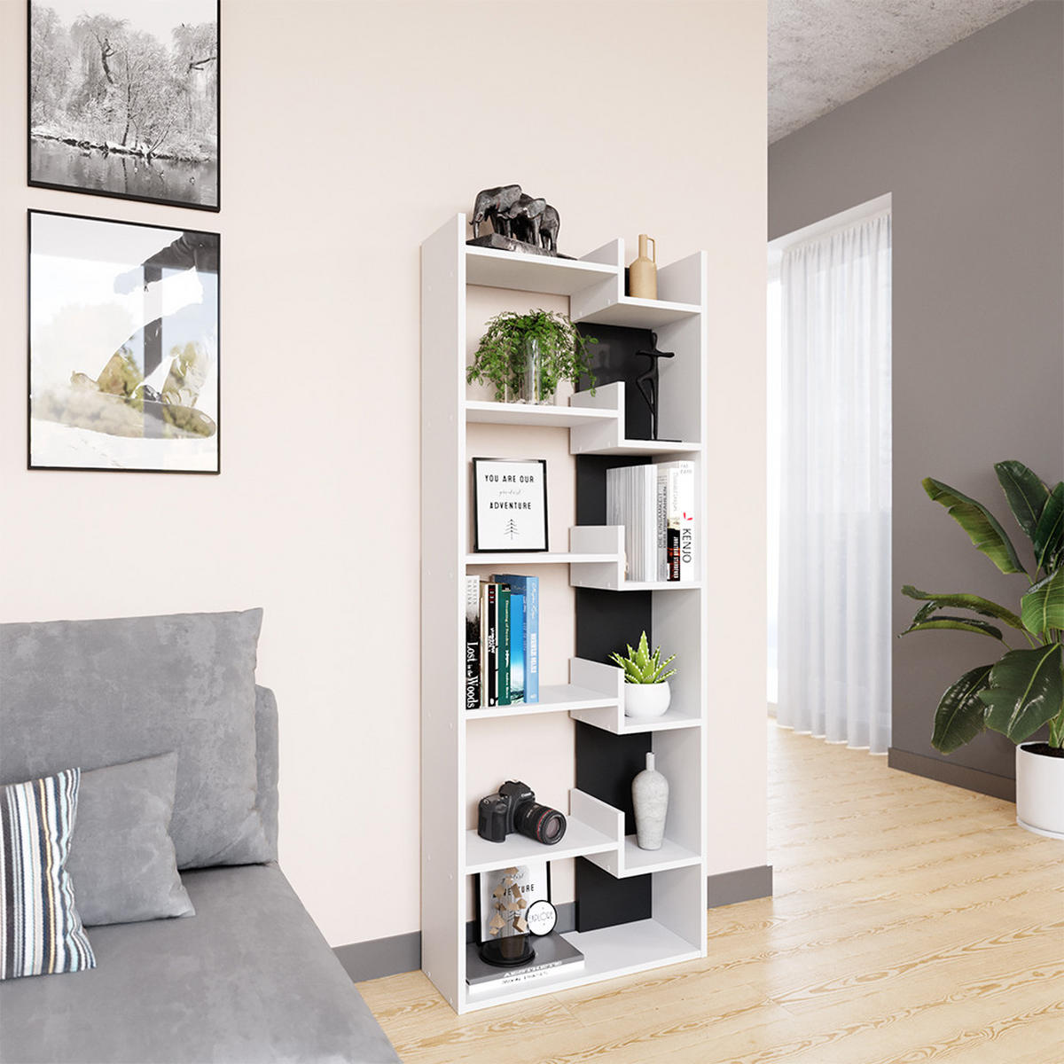 ROZDĚLOVACÍ STĚNA Fico Antracit - bílá/antracitová, kompozitní dřevo (61/160.2/22.1cm) - Vicco