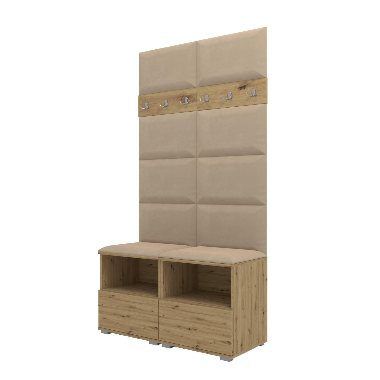XXXLutz Garderoben-Set Eiche Artisan, Beige 100x187x40 cm
