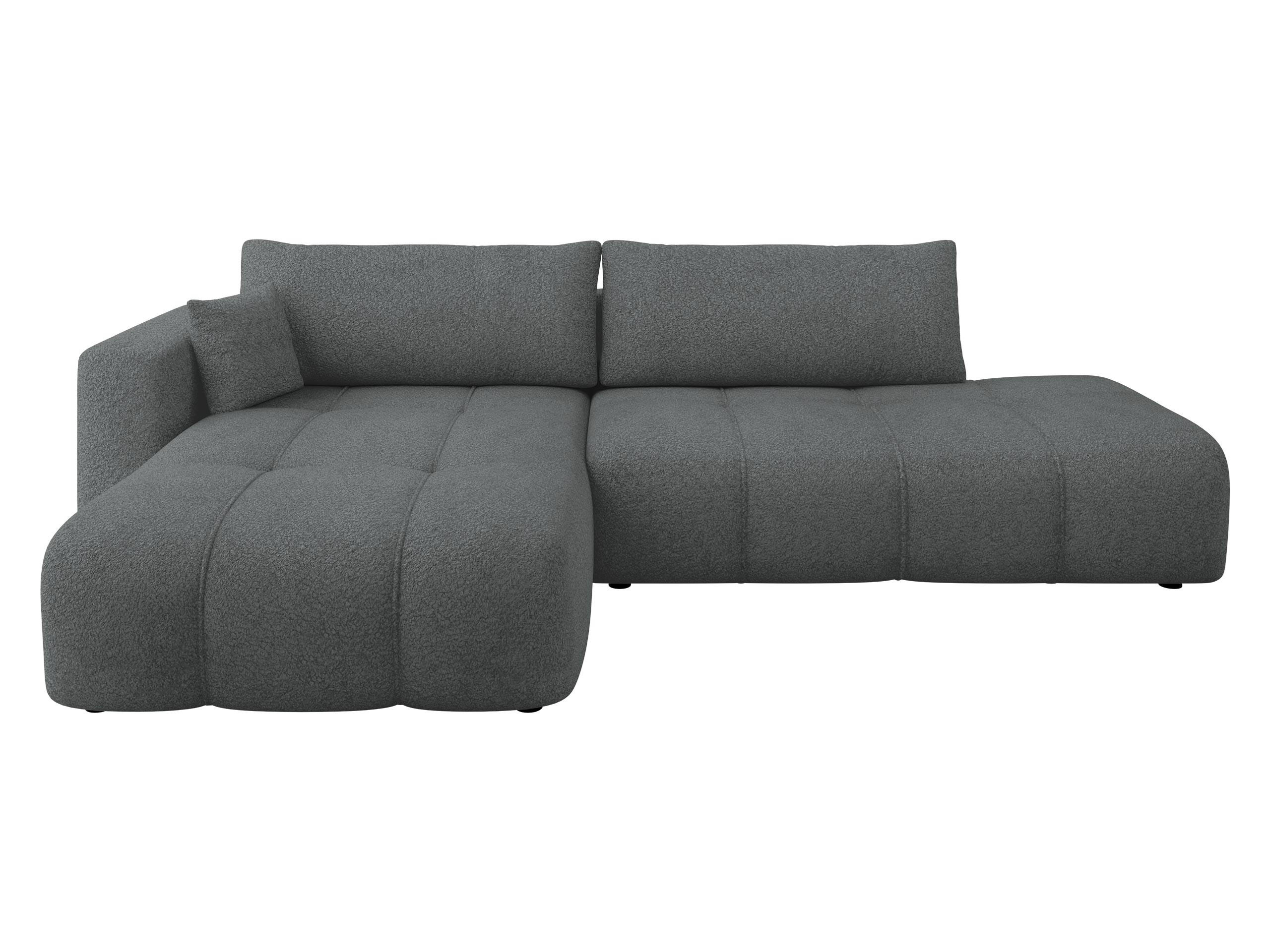 ECKSOFA Furyn O Boucle, Seite: Links - Dunkelgrau/Schwarz, Holzwerkstoff/Kunststoff (262/145cm) - MIRJAN24