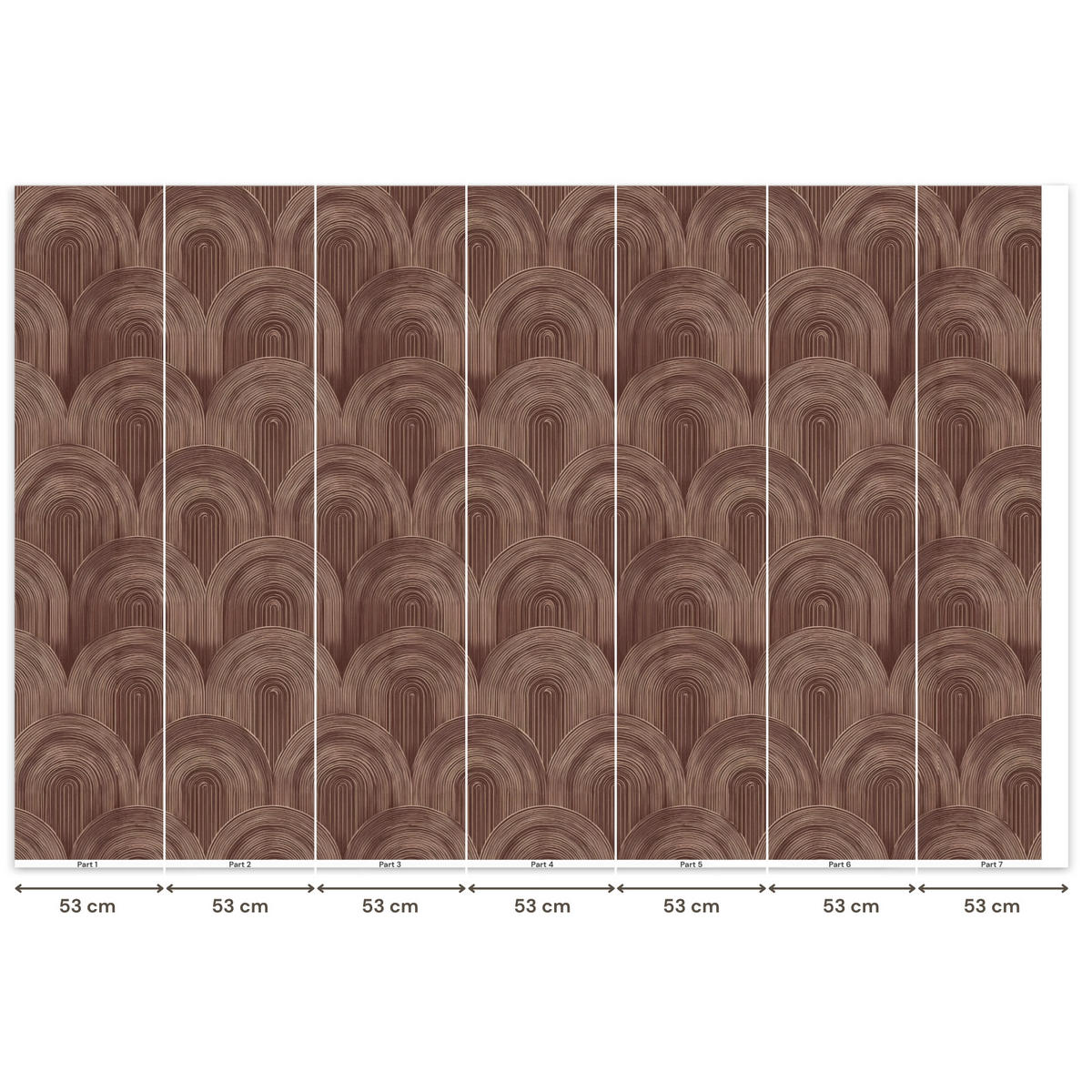 TAPETE - Rhythmic - Aufschlag - Braun - 350x240 cm - Dunkelbraun, Papier (350/240cm) - OnlyWow