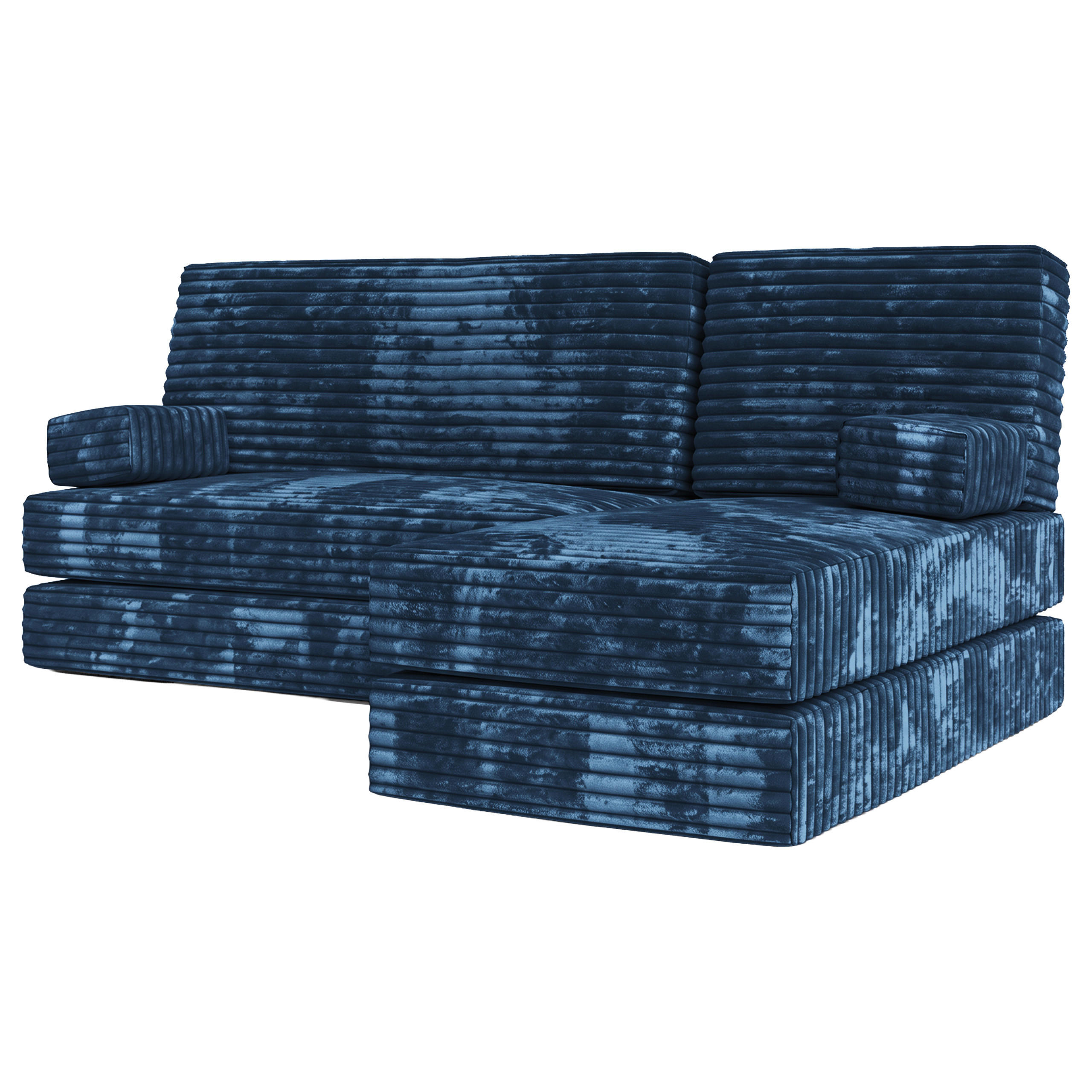 ECKSOFA NOTIA modulares Boneless Sofa mit Schlaffunktion Blau Cordstoff - Blau, Textil (200/120cm) - MASSENO