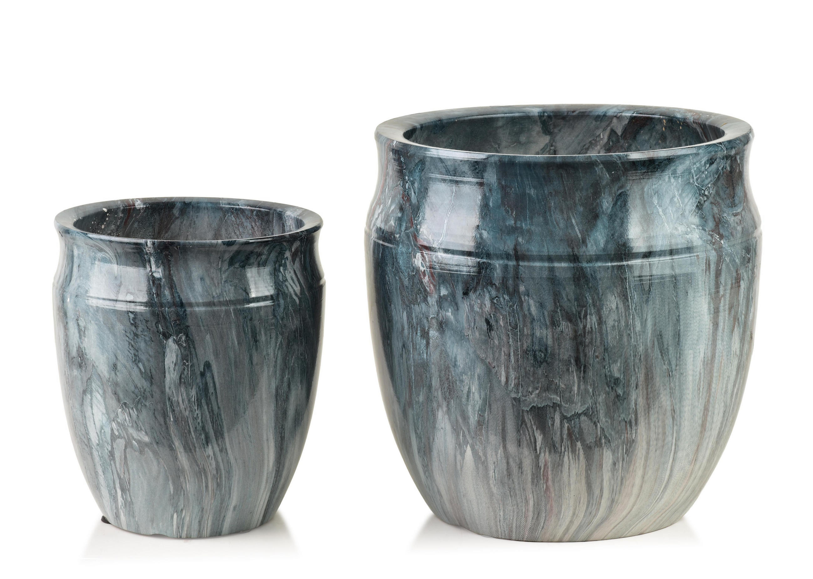 BLUMENTOPF Neva Marble 2er Set Blau 30,5x30,5x30,5/20,5x20,5x23 cm Keramik - Blau, Keramik (30.5/30.5cm) - Mondex