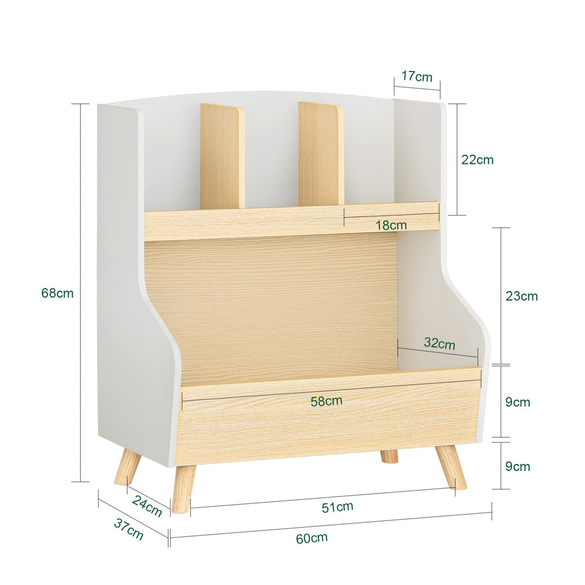 KINDERREGAL Grau-Natur - Grau, Holzwerkstoff (60/68/37cm) - SoBuy