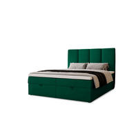 BOXBETT Malmo mit 2 Bettkästen, 140x200, Grün, Velourstoff, Doppelbett mit Bonell-Matratze und Topper - Grün, Holz/Kunststoff (140/200cm) - Marpur