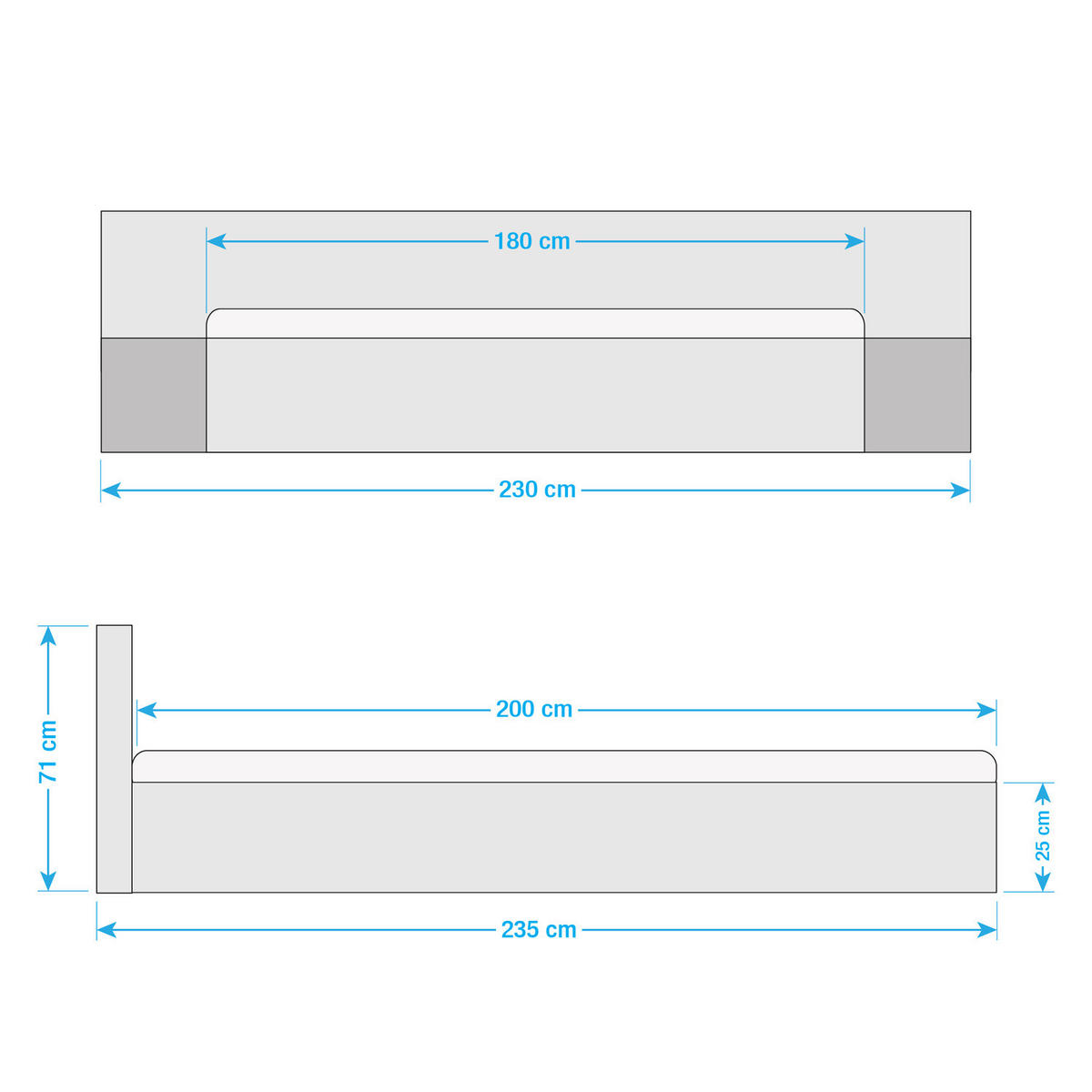 MASSIVHOLZBETT - Mango massiv, 230/71/235 cm - Naturfarben, Holz (180/200cm) - home24