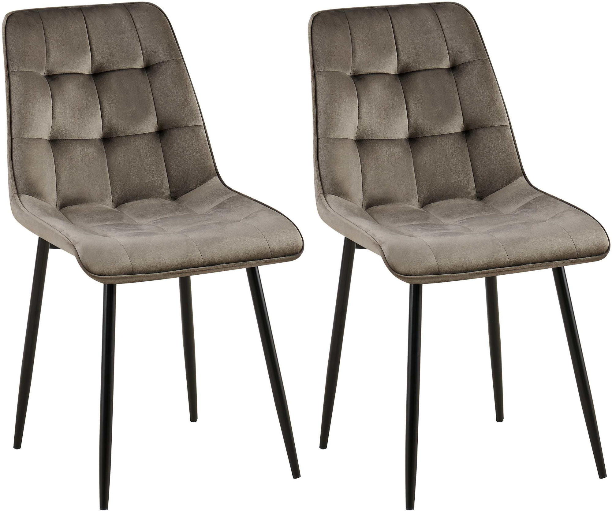 STUHL 2er Set Samt Anthrazit - Anthrazit/Schwarz, Textil/Metall (47/89/61cm) - CLP