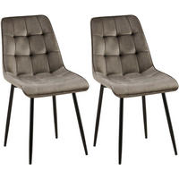 STUHL 2er Set Samt Anthrazit - Anthrazit/Schwarz, Textil/Metall (47/89/61cm) - CLP