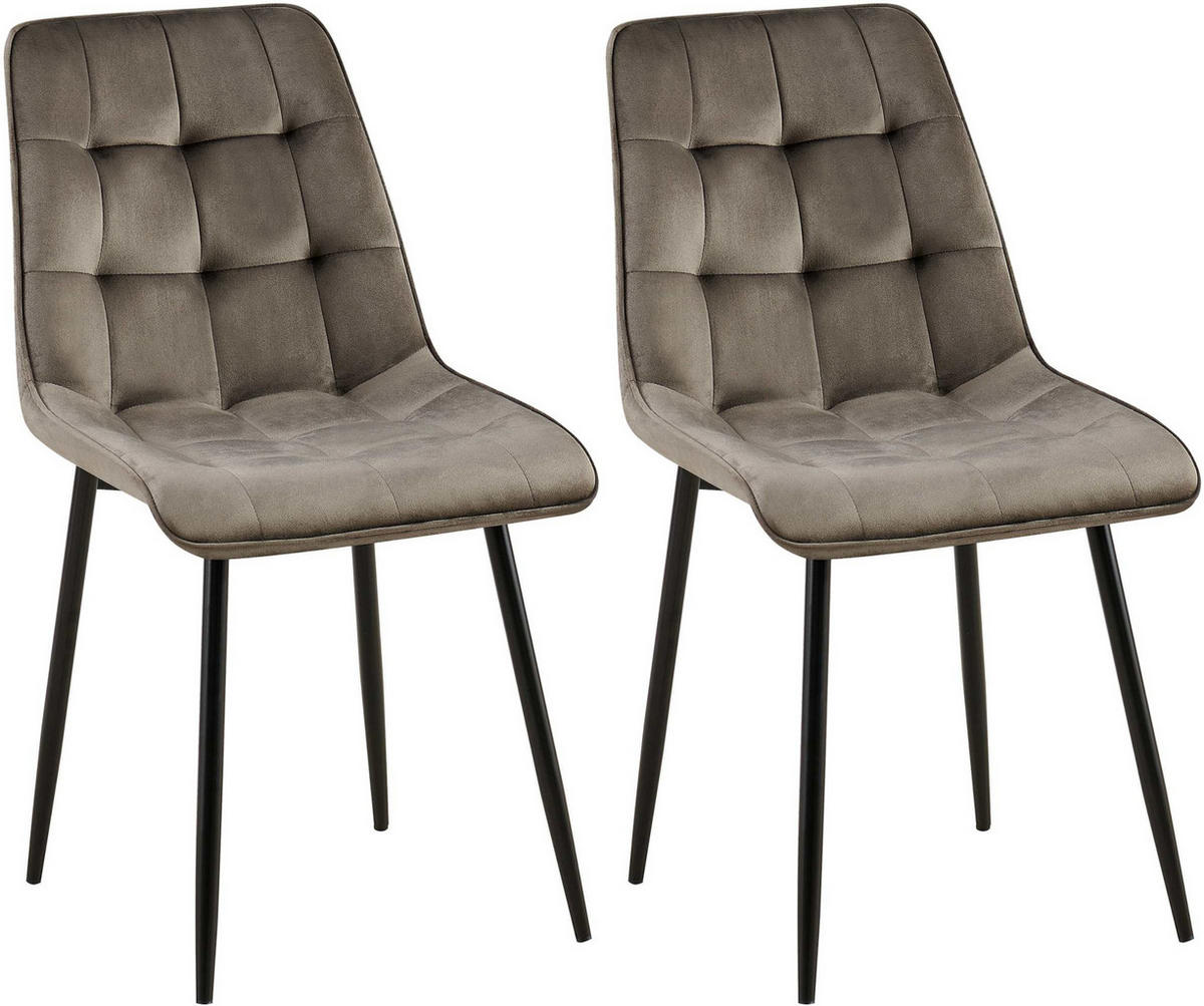 STUHL 2er Set Samt Anthrazit - Anthrazit/Schwarz, Textil/Metall (47/89/61cm) - CLP
