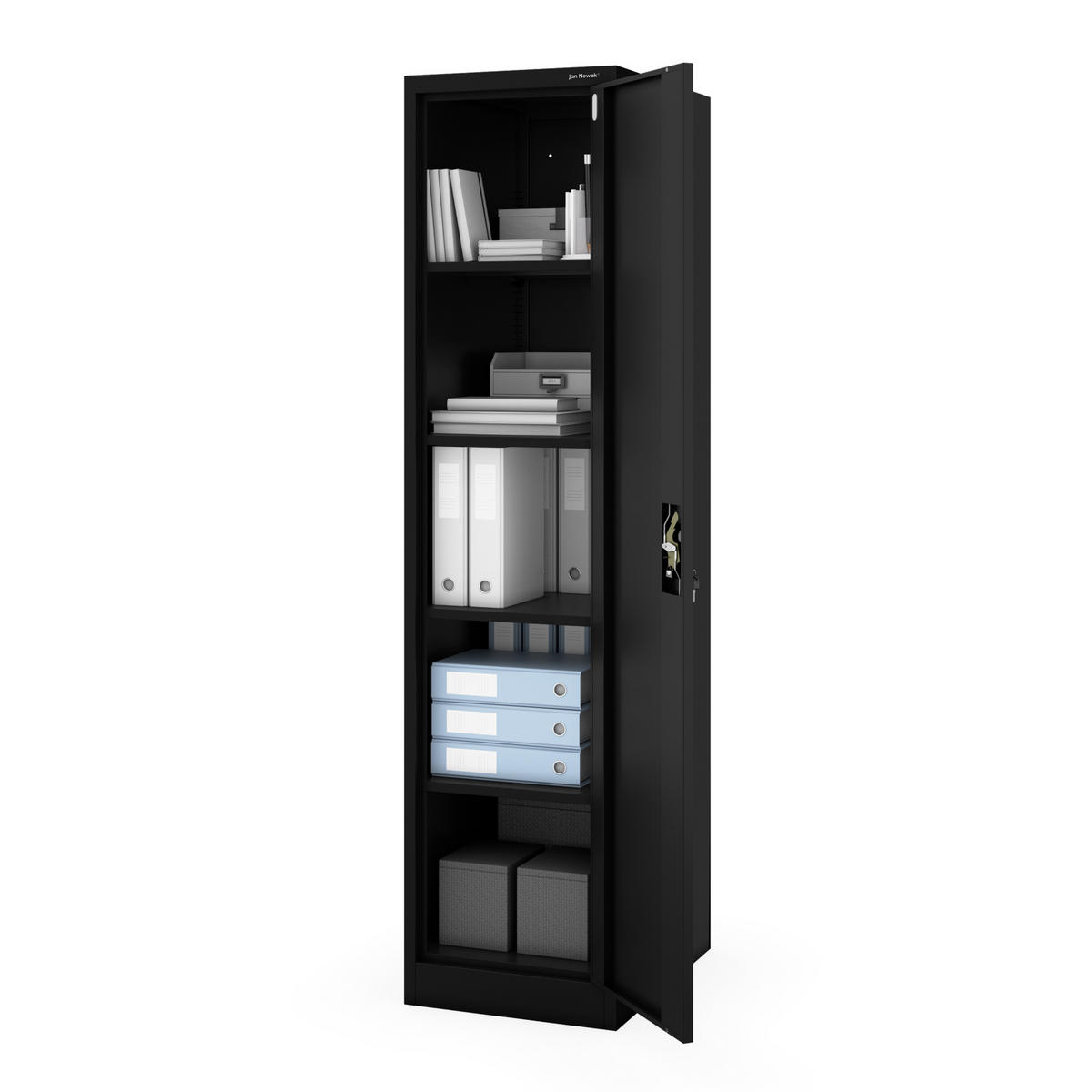 AKTENKABINETT ALEX D600 - Schwarz, Metall (45/185/60cm) - Jan Nowak