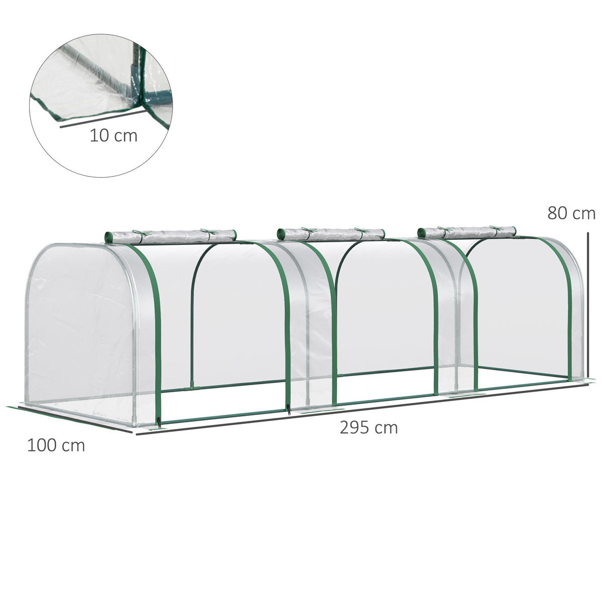 FOLIENGEWÄCHSHAUS, Transparent, PVC(Folie), Stahl(Gestell) - Transparent, Kunststoff (100/80/295cm) - Outsunny