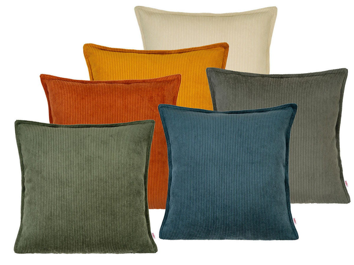 KISSENHÜLLE HYggelig No.1 nord-blau Cord-Samt 50/50 cm - Blau, Textil (50/50cm) - beties Heimtextil