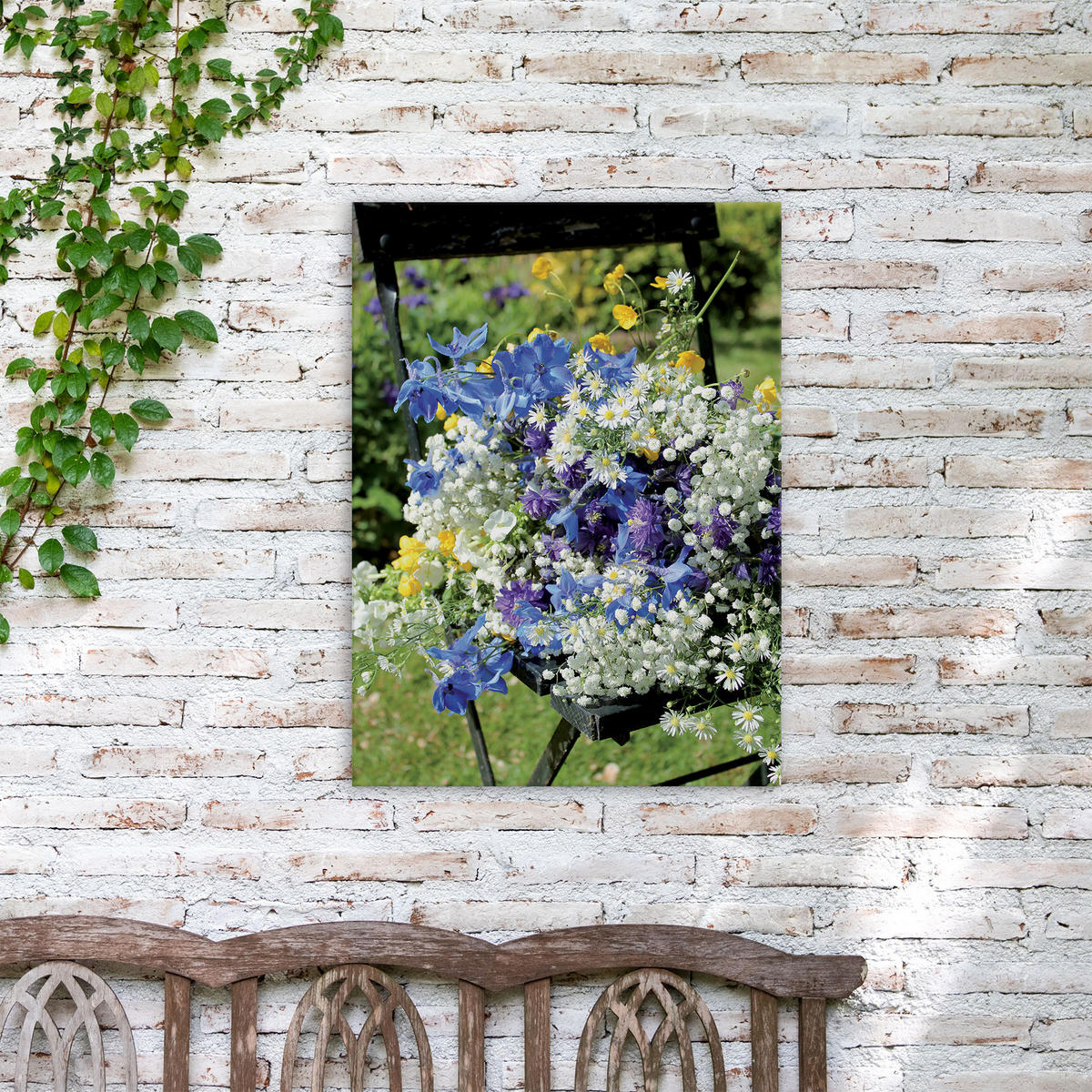 LEINWANDBILD Blumenstuhl 70x50cm - Multicolor, Textil (70/1cm) - Art for the Home