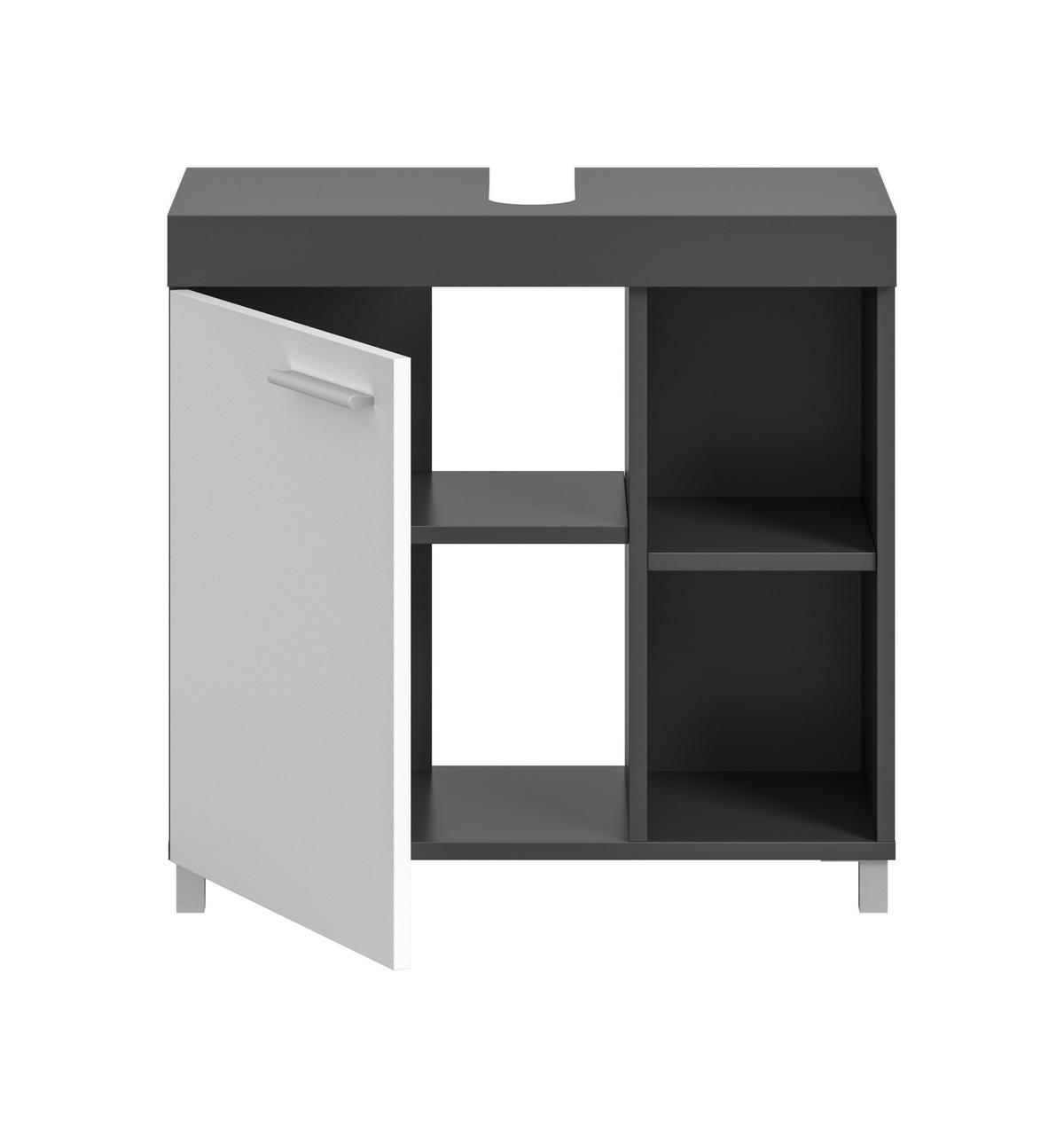 WASCHBECKENUNTERSCHRANK NOAH (B/H/T: ca. 65/63/31 cm) in anthrazit/weiß - Anthrazit, Holzwerkstoff (65/63/31cm)