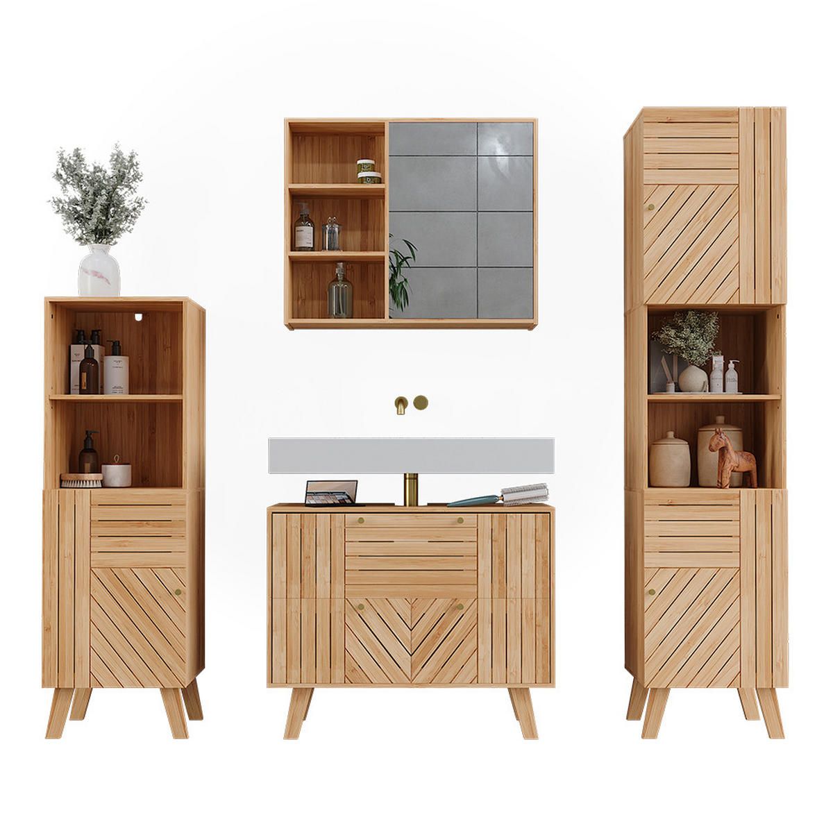 KOUPELNOVÝ NÁBYTEK Lucie Bambus - zelená barva, kompozitní dřevo (80/65/36cm) - Vicco