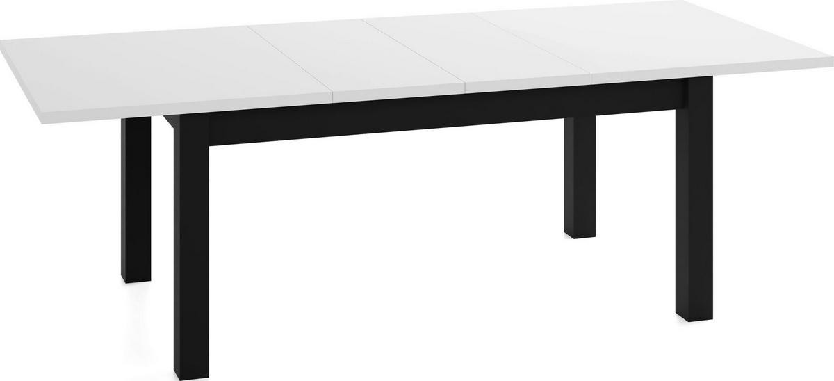 ESSTISCH Lindberg ausziehbar verlängerbar rechteckig, Weiß 160-240/90/77 cm - Schwarz/Weiß, Holz/Holzwerkstoff (90/240/76.5cm) - WFL GROUP