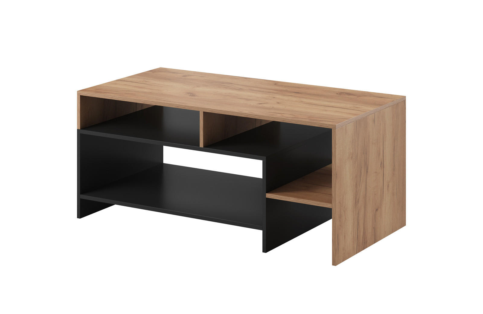 COUCHTISCH Panzo Eiche Craft / Anthrazit - 120 cm - mit Ablagefach - Eichefarben/Anthrazit, Holzwerkstoff (60/120/53cm) - Ravio