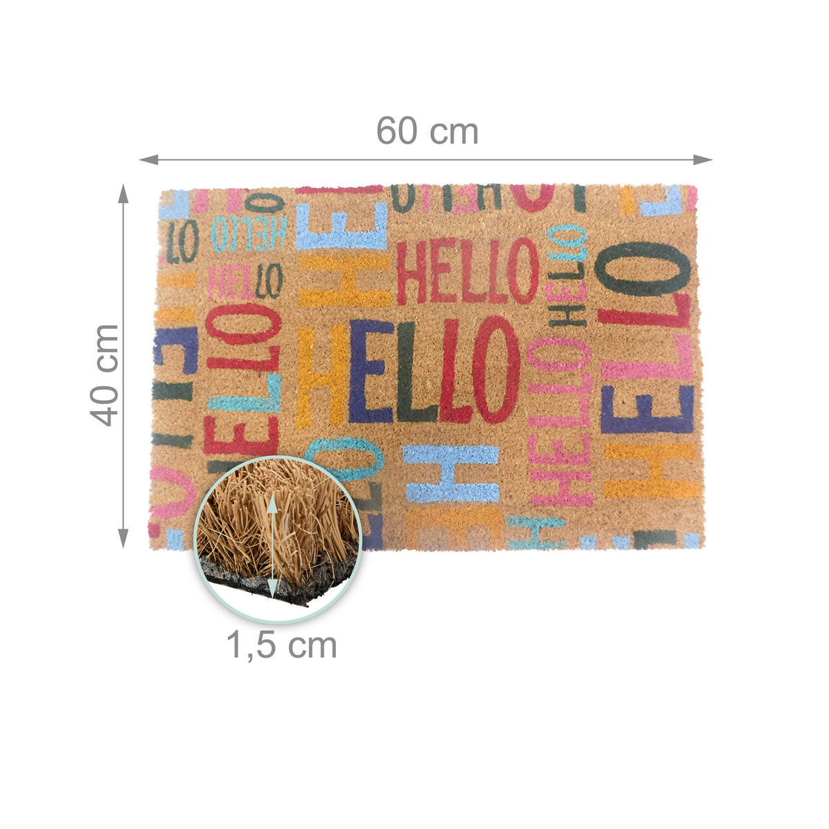 FUSSMATTE - Multicolor, Kunststoff/Textil (60/40cm) - Relaxdays