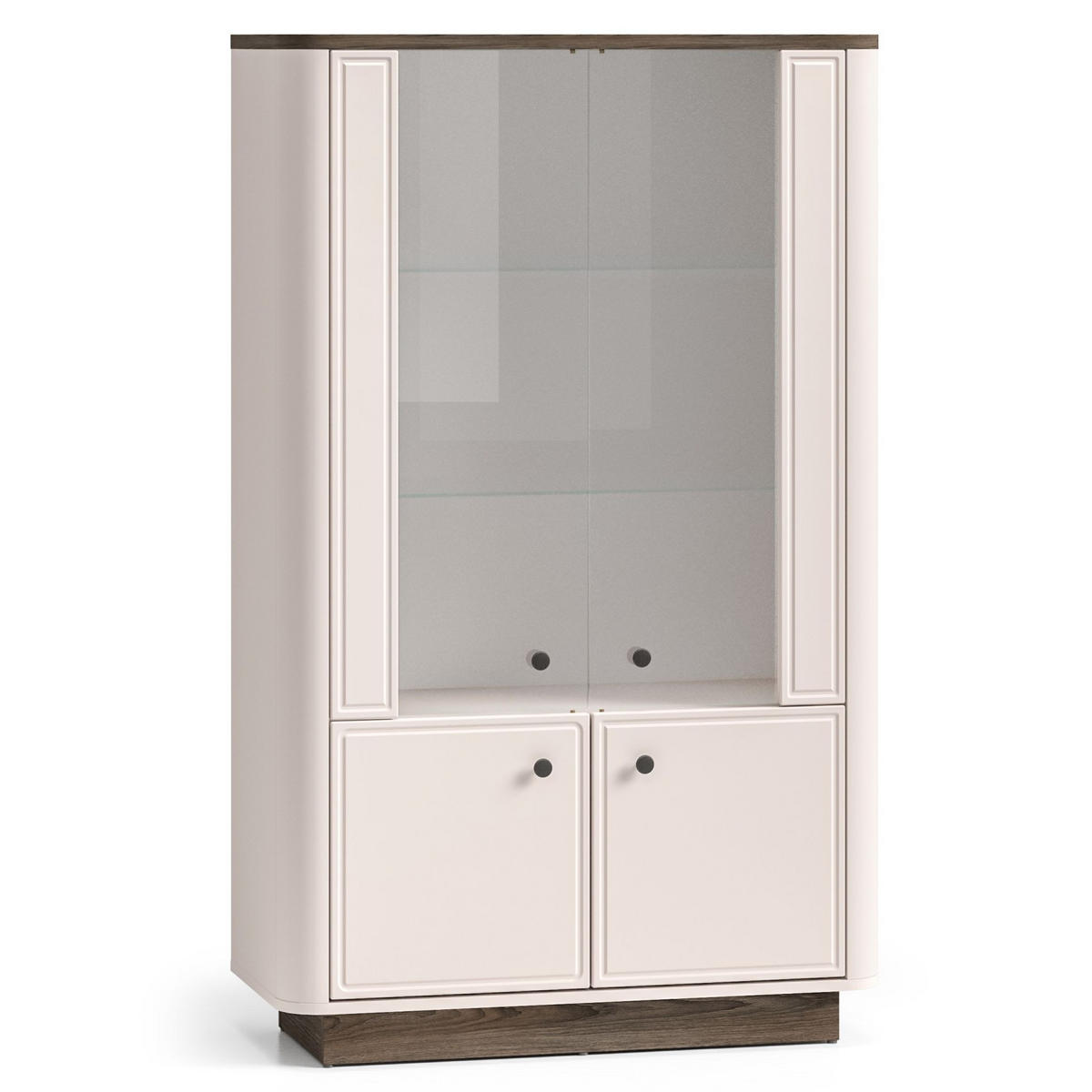VITRINE Vilavio 4-türig Kaschmirgrau/Eichenoptik 92 cm - Taupe/Dunkelbraun, Holzwerkstoff (91.6/141.5/40cm) - Selsey
