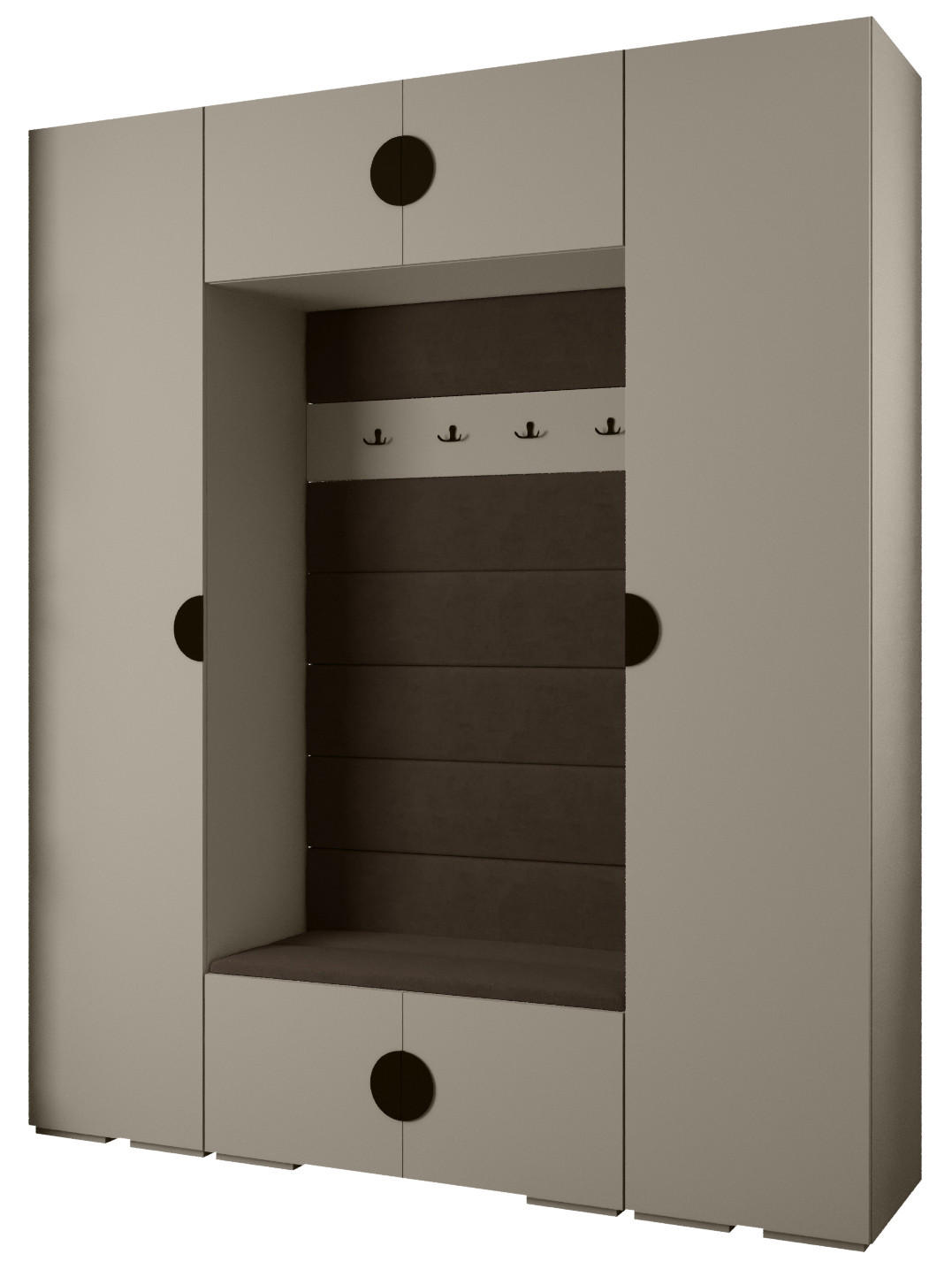 Abiks Möbel Garderoben-Set Kaschmir, Braun, Schwarz 200x236.7x47 cm